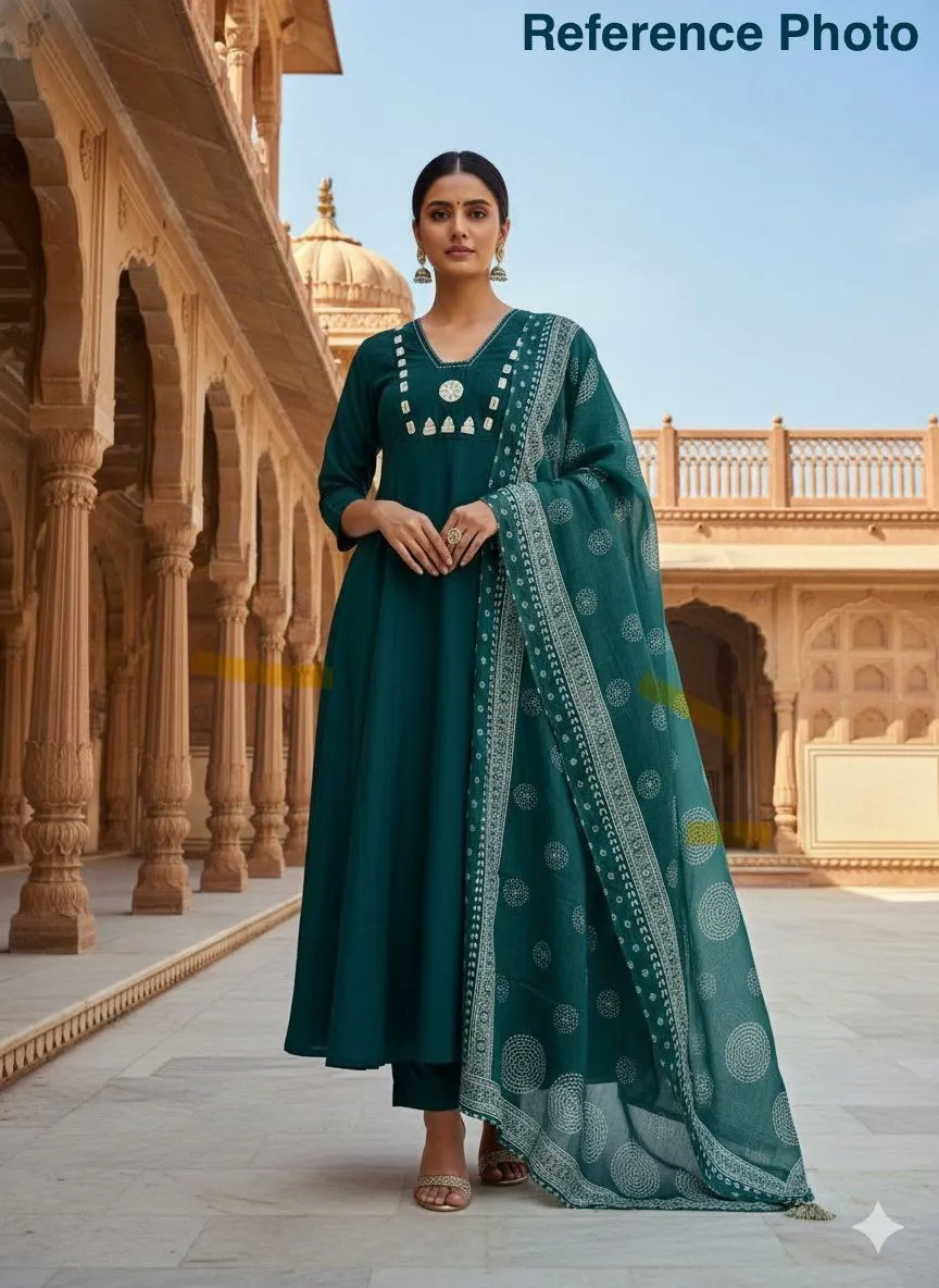 KR 402 Morphich Cotton Mirror Hand Work Readymade Dress