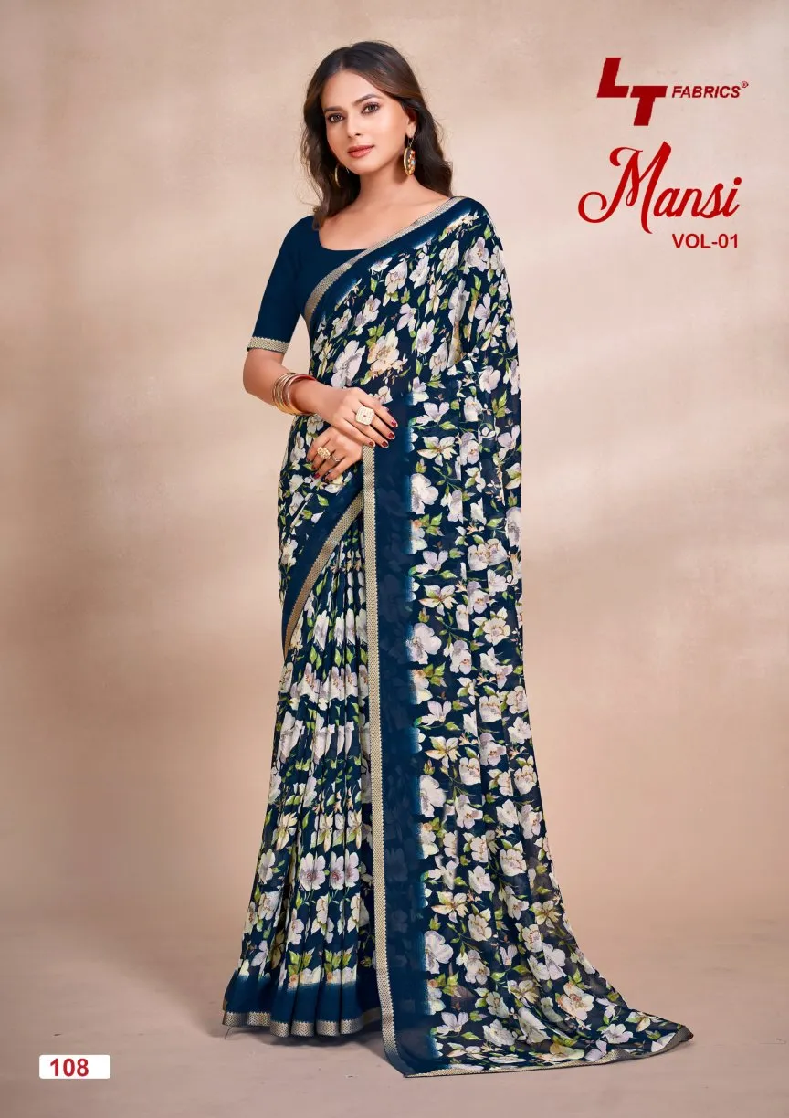 Lt Mansi Vol 1 Micro Renial Casual Wear Saree Collection Sarees