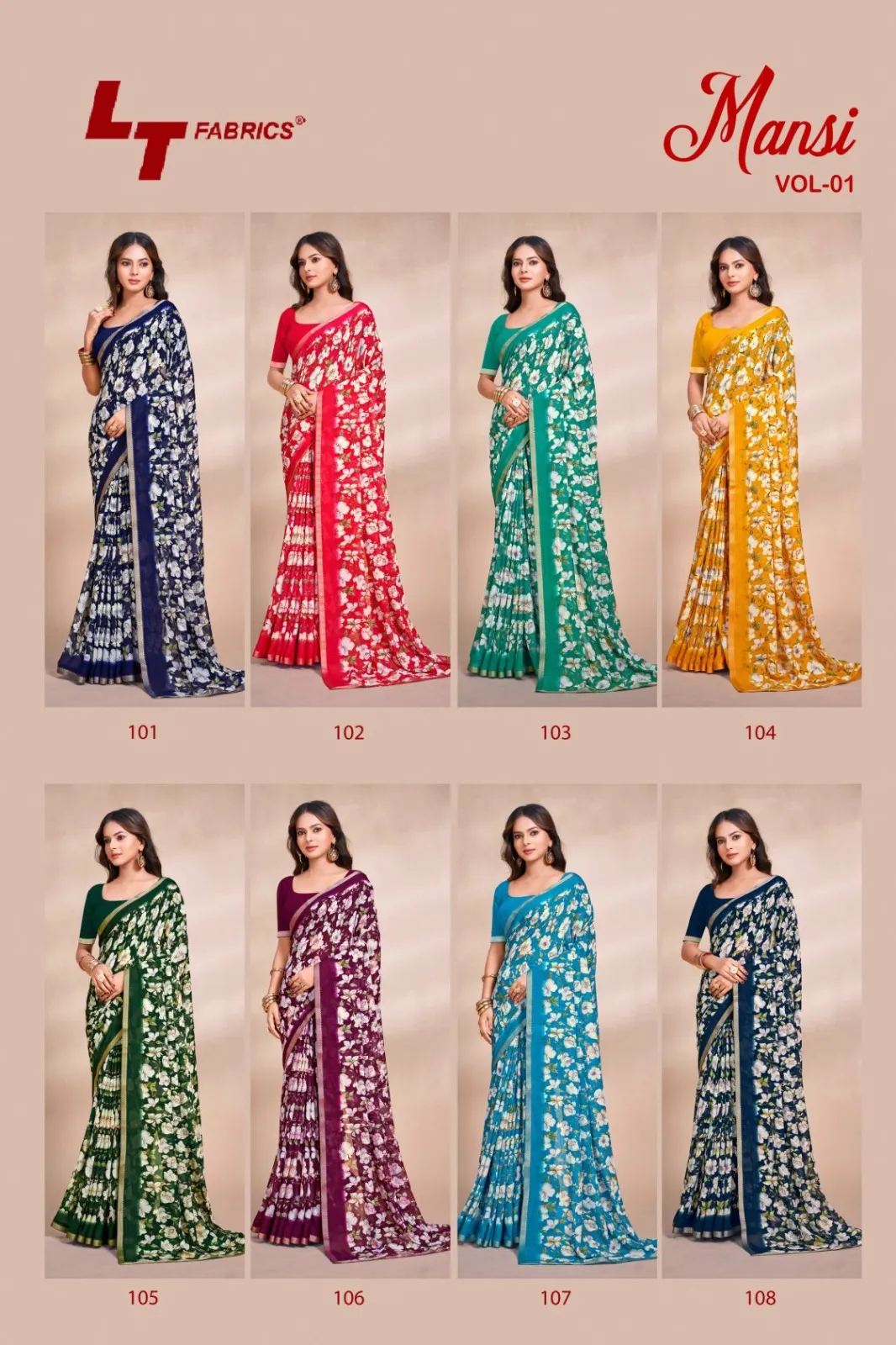 Lt Mansi Vol 1 Micro Renial Casual Wear Saree Collection Sarees