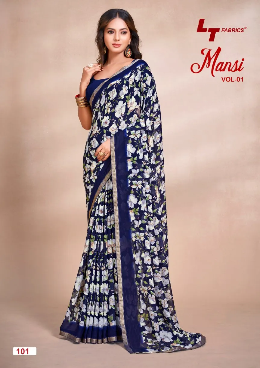 Lt Mansi Vol 1 Micro Renial Casual Wear Saree Collection Sarees
