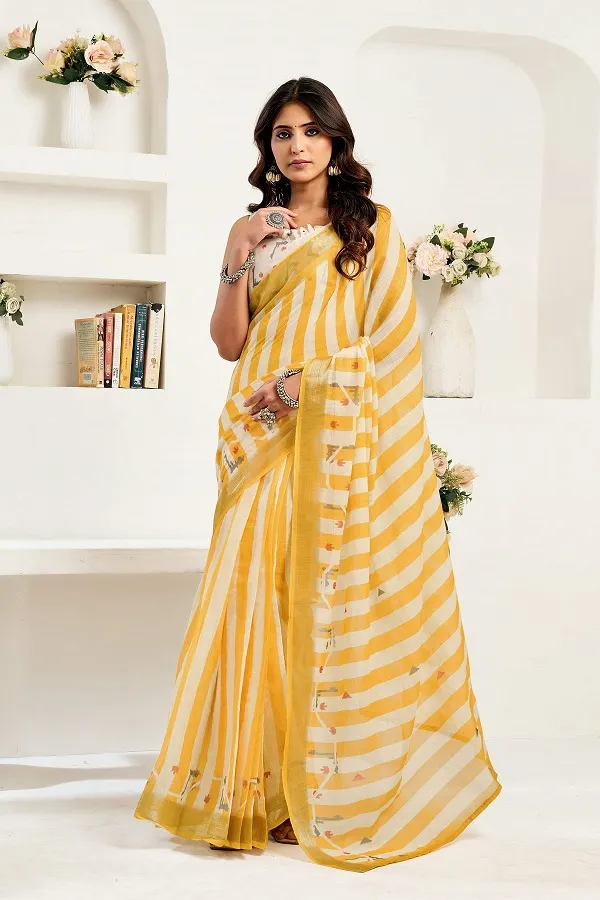 Meera 323 Linen Printed Party Wear Fancy Saree Collection Sarees