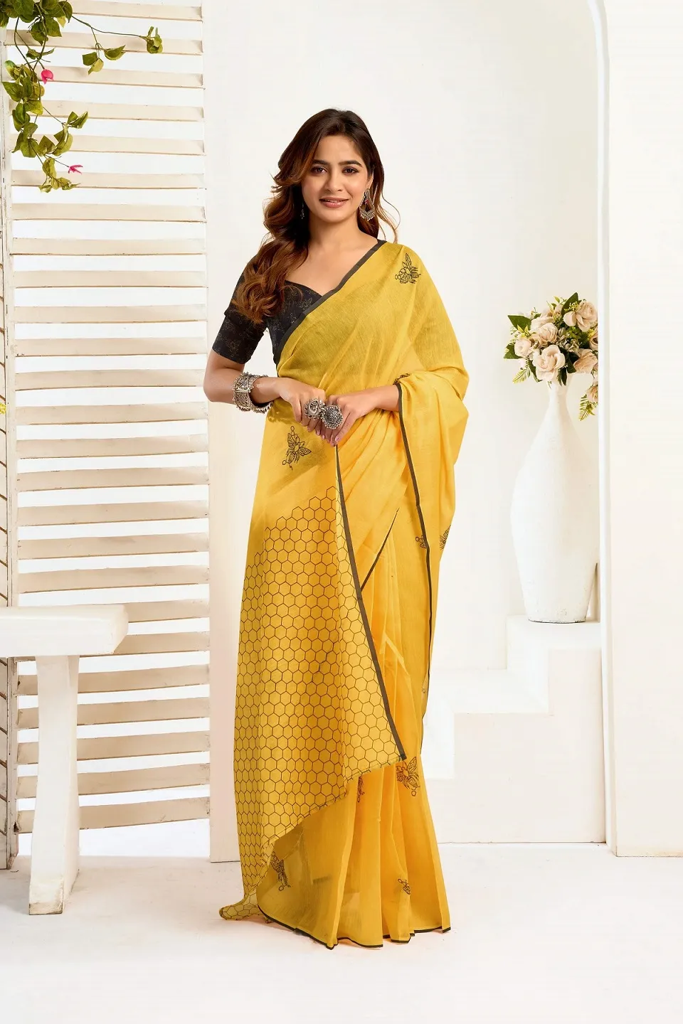 Meera 324 Linen Printed Party Wear Beautiful Saree Collection Sarees