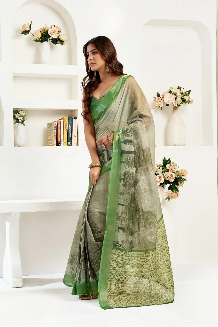 Meera 325 Linen Printed Ready to Wear Fancy Saree Collection Sarees