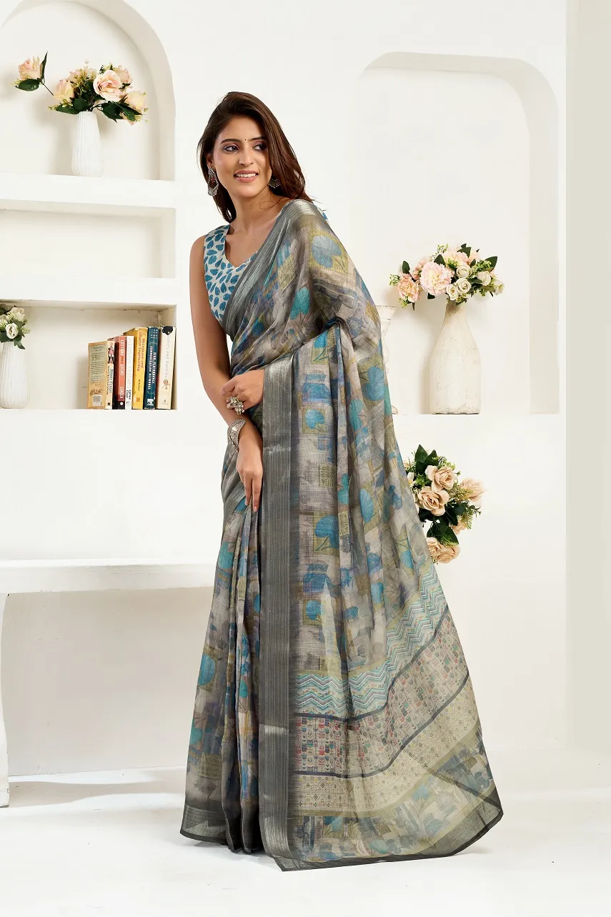 Meera 326 Linen Printed Ready to Wear Fancy Saree Collection Sarees