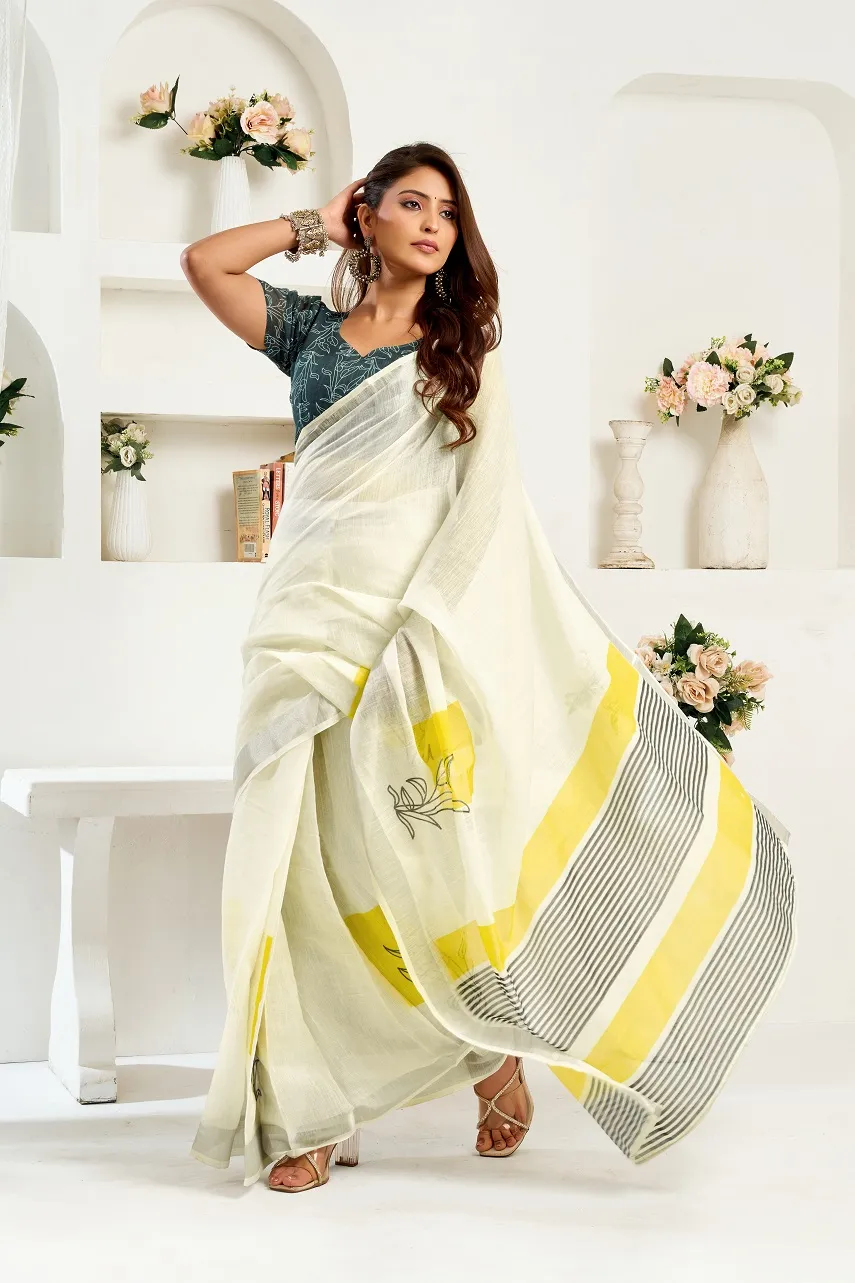 Meera 326 Linen Printed Ready to Wear Fancy Saree Collection Sarees