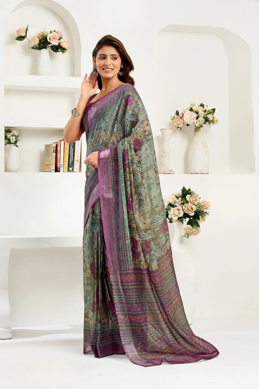 Meera 326 Linen Printed Ready to Wear Fancy Saree Collection Sarees