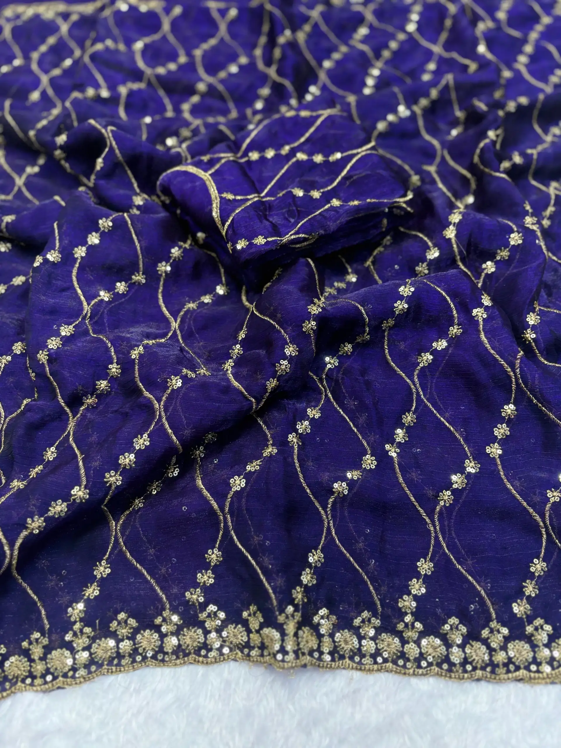 Pallavi Arhaaam Chiffon Sequence Wedding Wear Saree Sarees