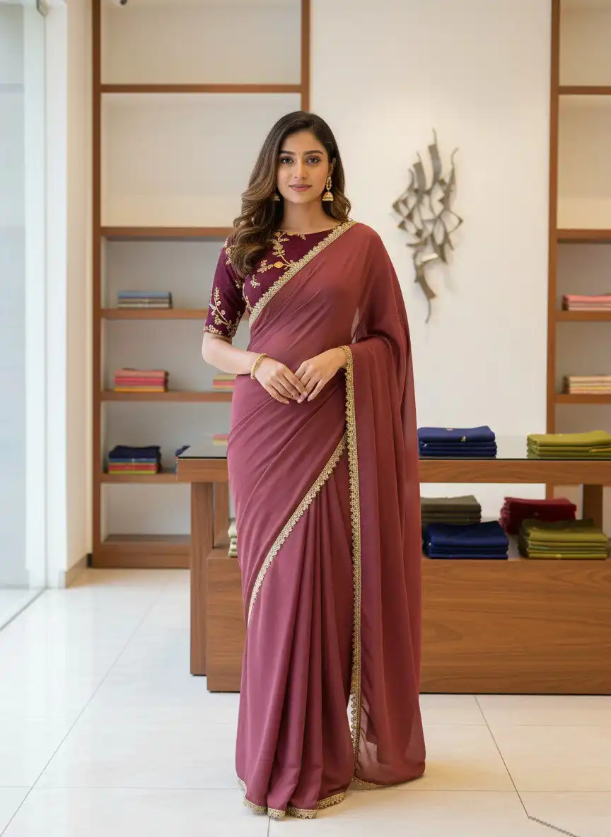 Aawiya 12 Saree With Stitched Blouse Online Shopping