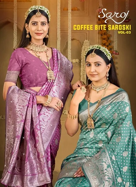 Saroj Coffee Bite Saroski Vol 3 Wedding Wear Fancy Saree Collection Sarees