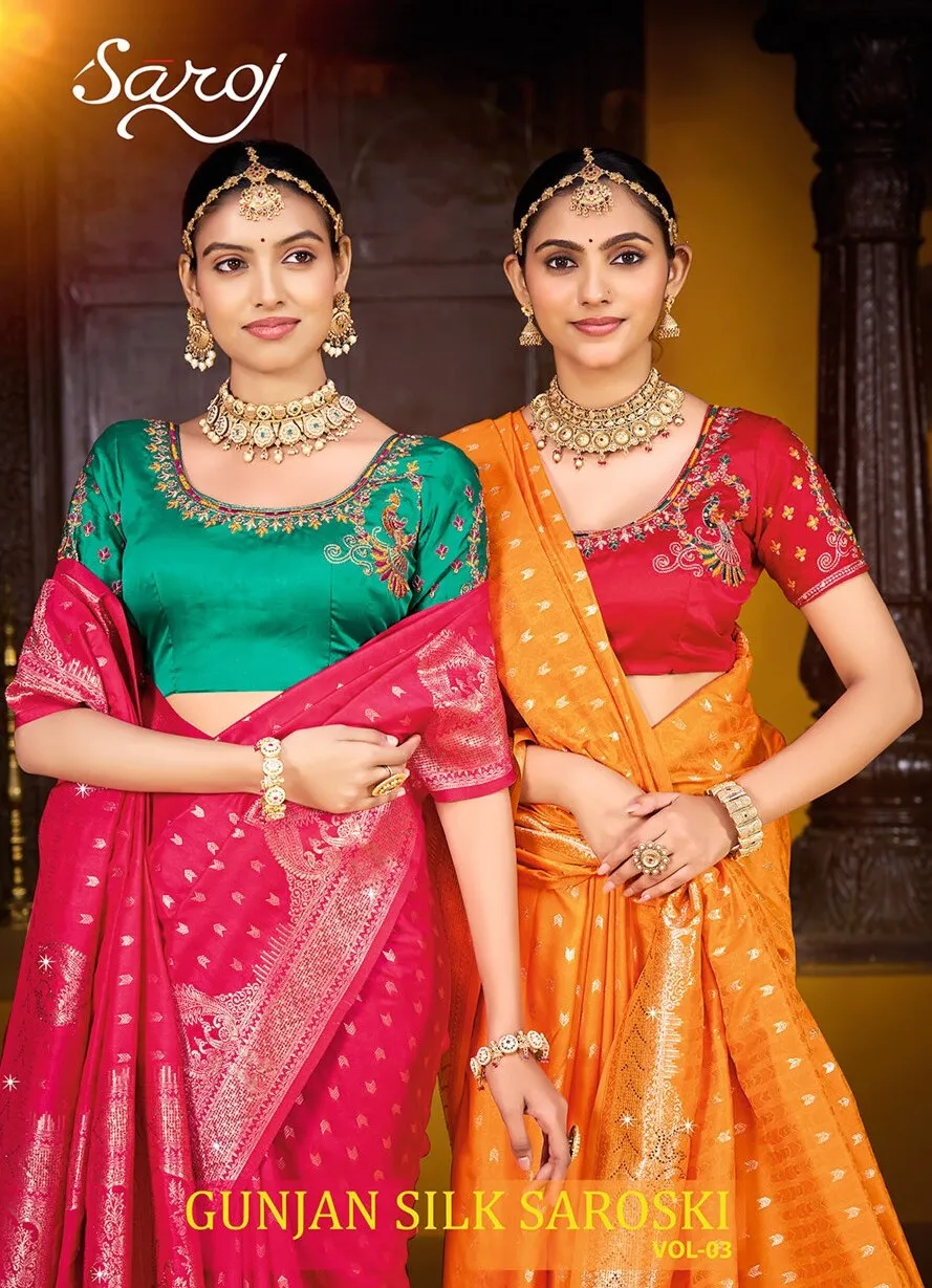 Saroj Gunjan Silk Saroski Vol 3 Silk Embroidery Saree Collection Sarees