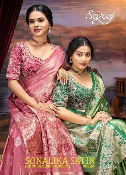 Saroj Sonalika Satin Vol 1 Silk Rich Pallu Saree Collection Sarees