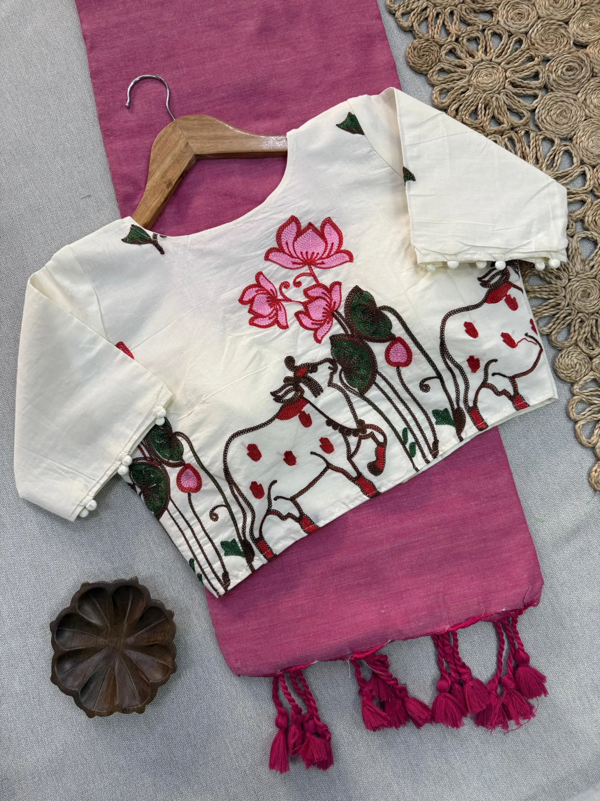 Sccf Pichwai Khadi Cotton Embroidered Pichwai Saree Collection Sarees