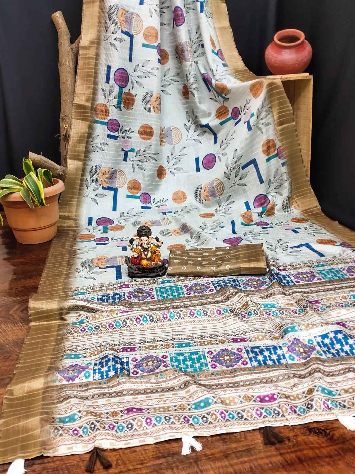 Scvc Radha Handloom Silk Ikkat Printed Fancy Saree Collection Sarees