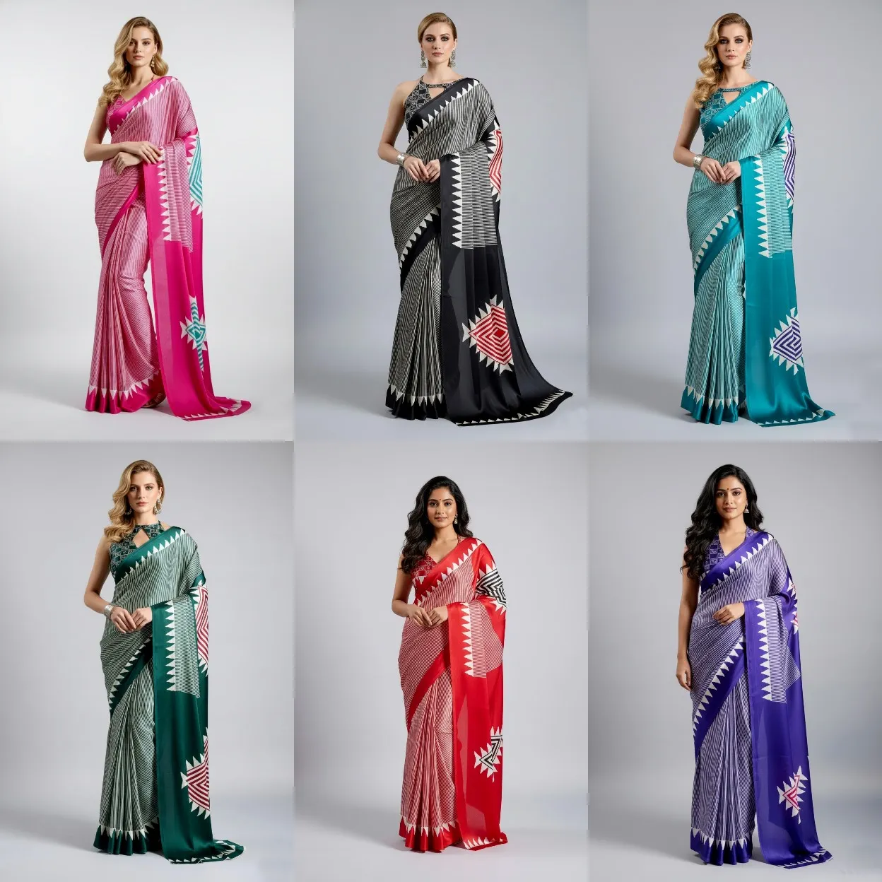 Sf Temple Japan Satin Ajrakh Printed Fancy Saree Collection Sarees
