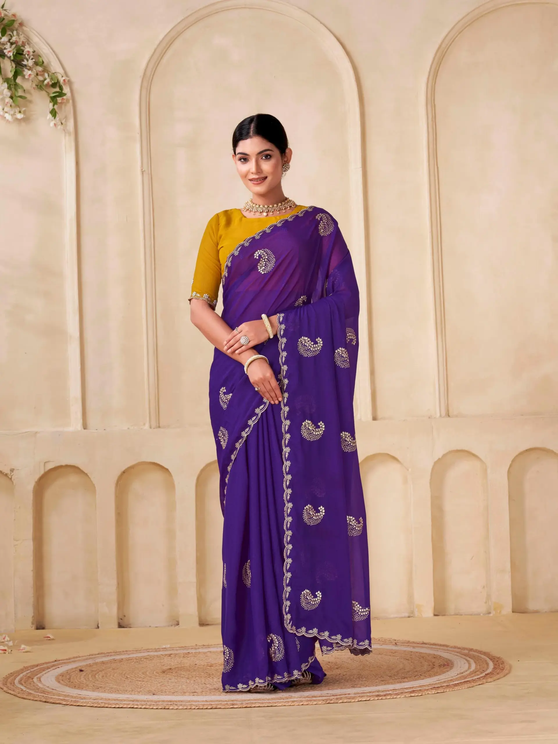 Shanta Modal Georgette Embroidery Zari Worked Saree Collection Sarees