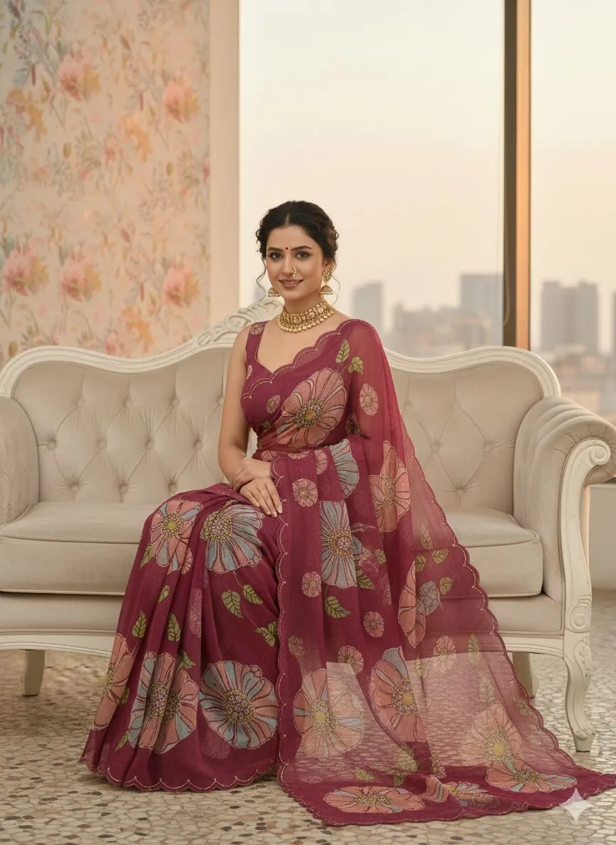 Vt 821 T Soft Tabby Organza Sequence Saree Sarees