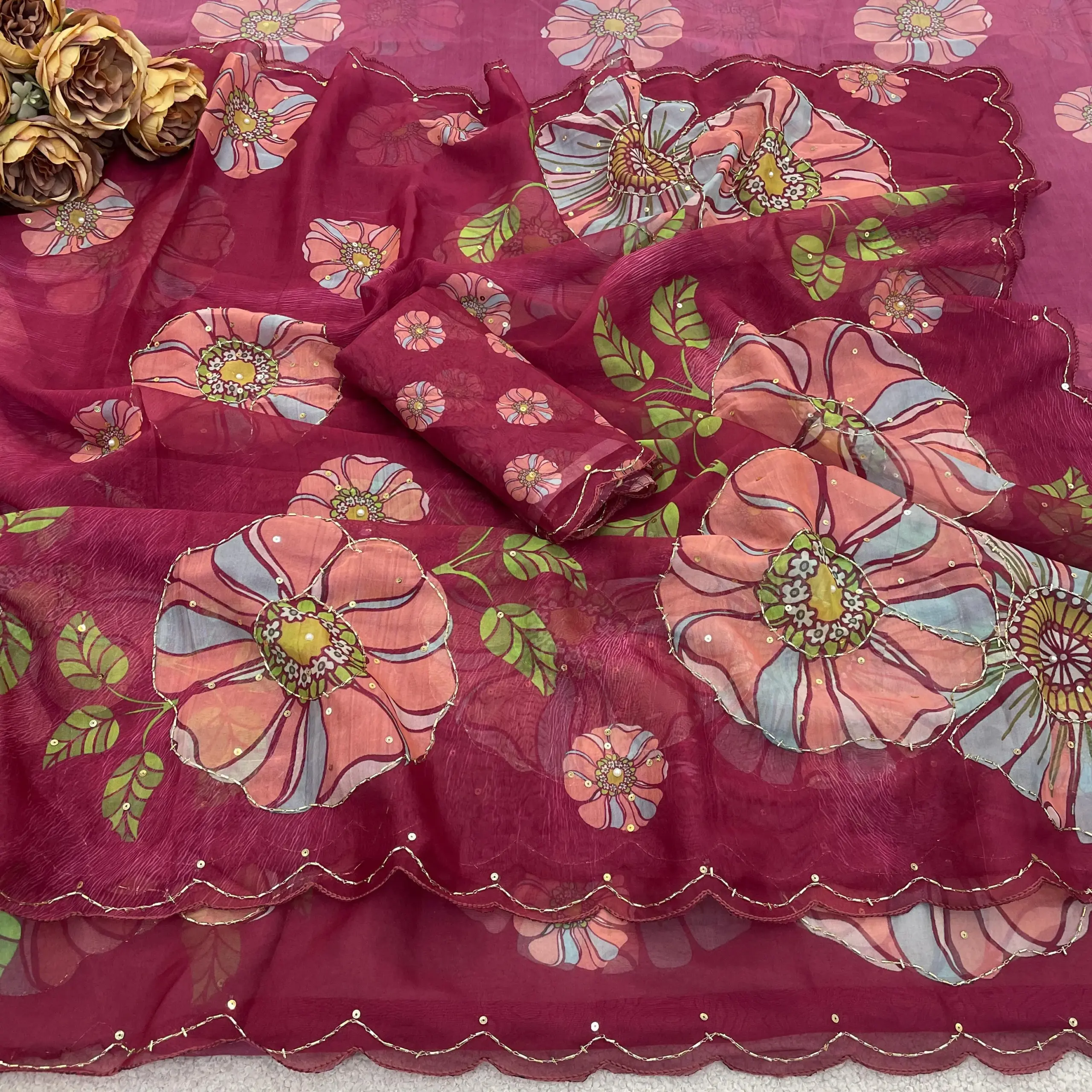 Vt 821 T Soft Tabby Organza Sequence Saree Sarees