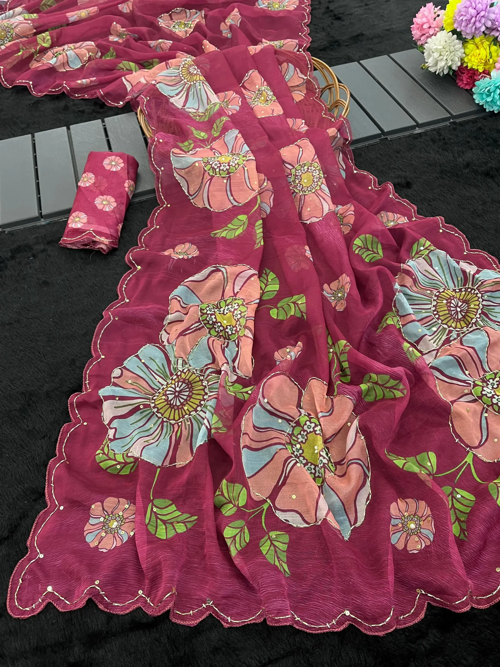 Vt 821 T Soft Tabby Organza Sequence Saree Sarees