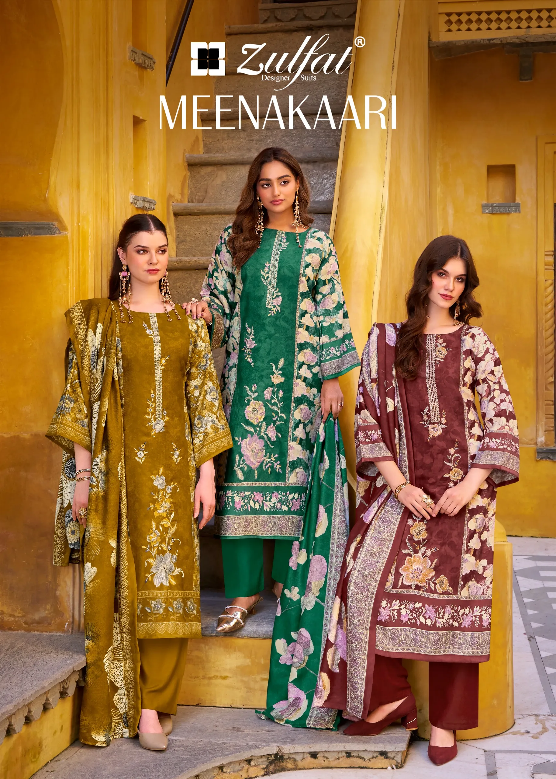 Zulfat Designer Studio Meenakaari Unstitched Suits