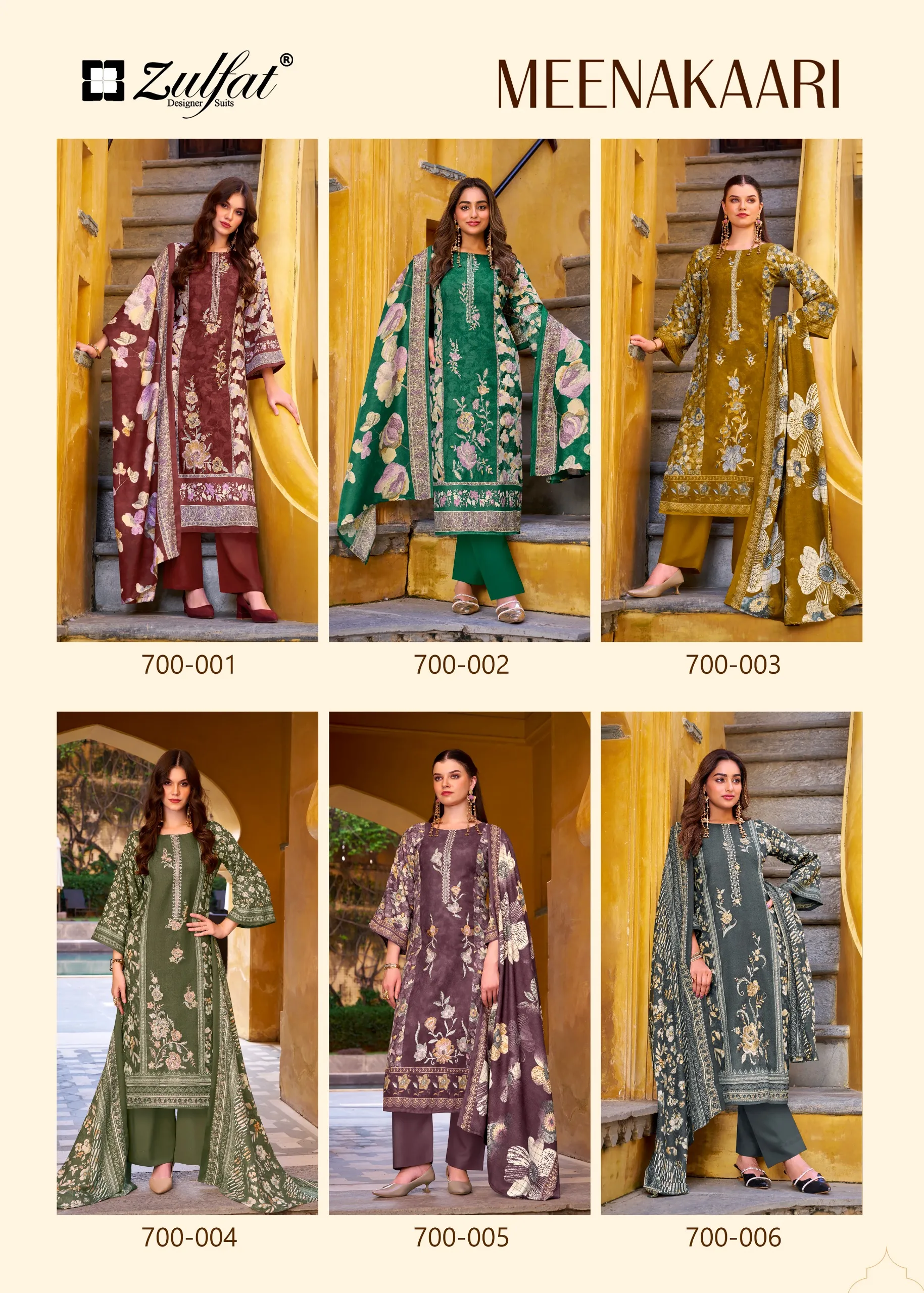 Zulfat Designer Studio Meenakaari Unstitched Suits
