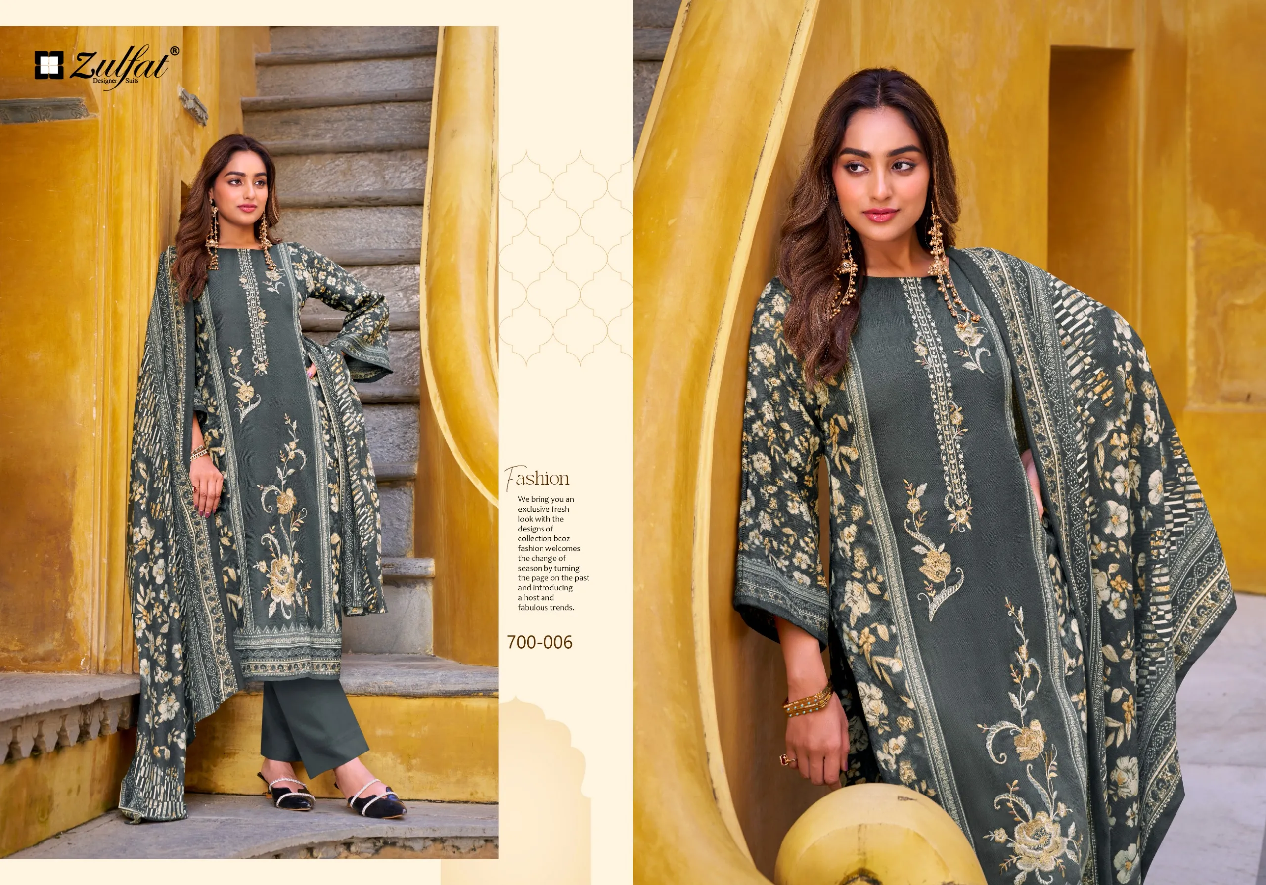 Zulfat Designer Studio Meenakaari Unstitched Suits