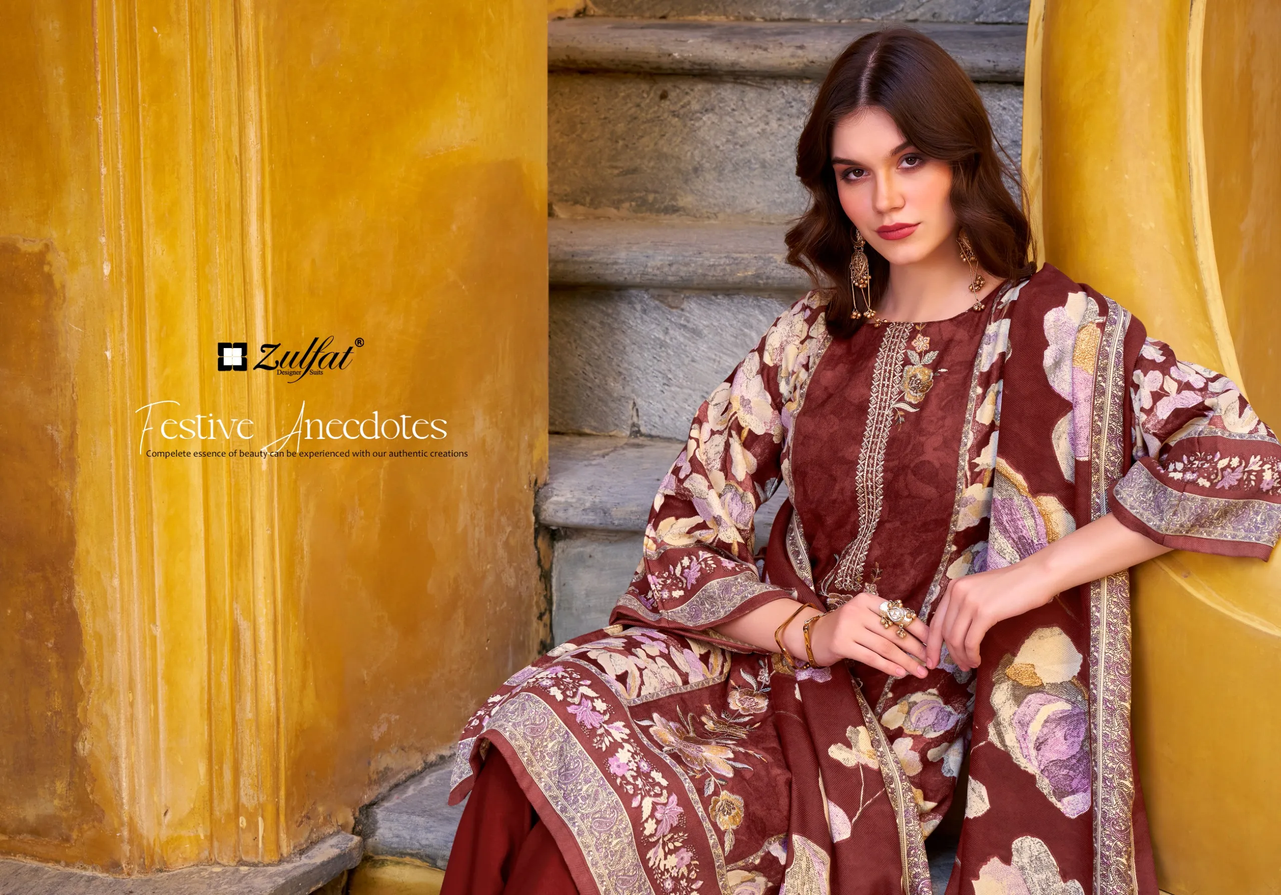 Zulfat Designer Studio Meenakaari Unstitched Suits
