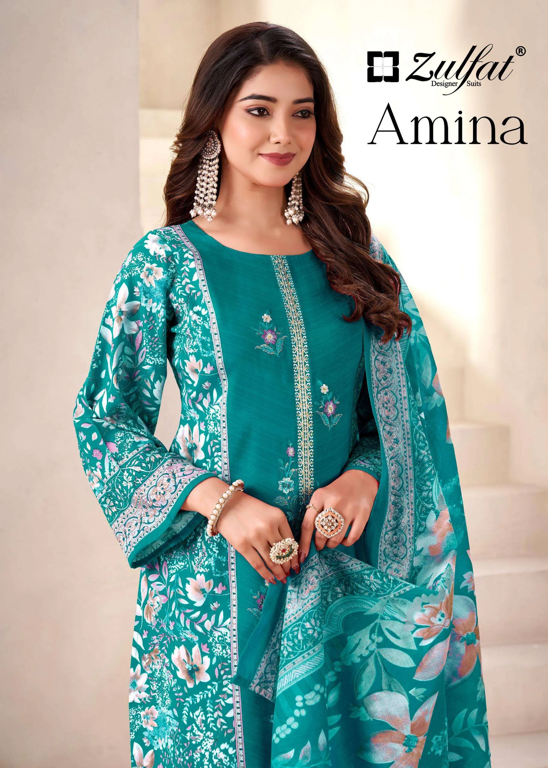 Zulfat Designer Suits Amina Semi Stitched Suits
