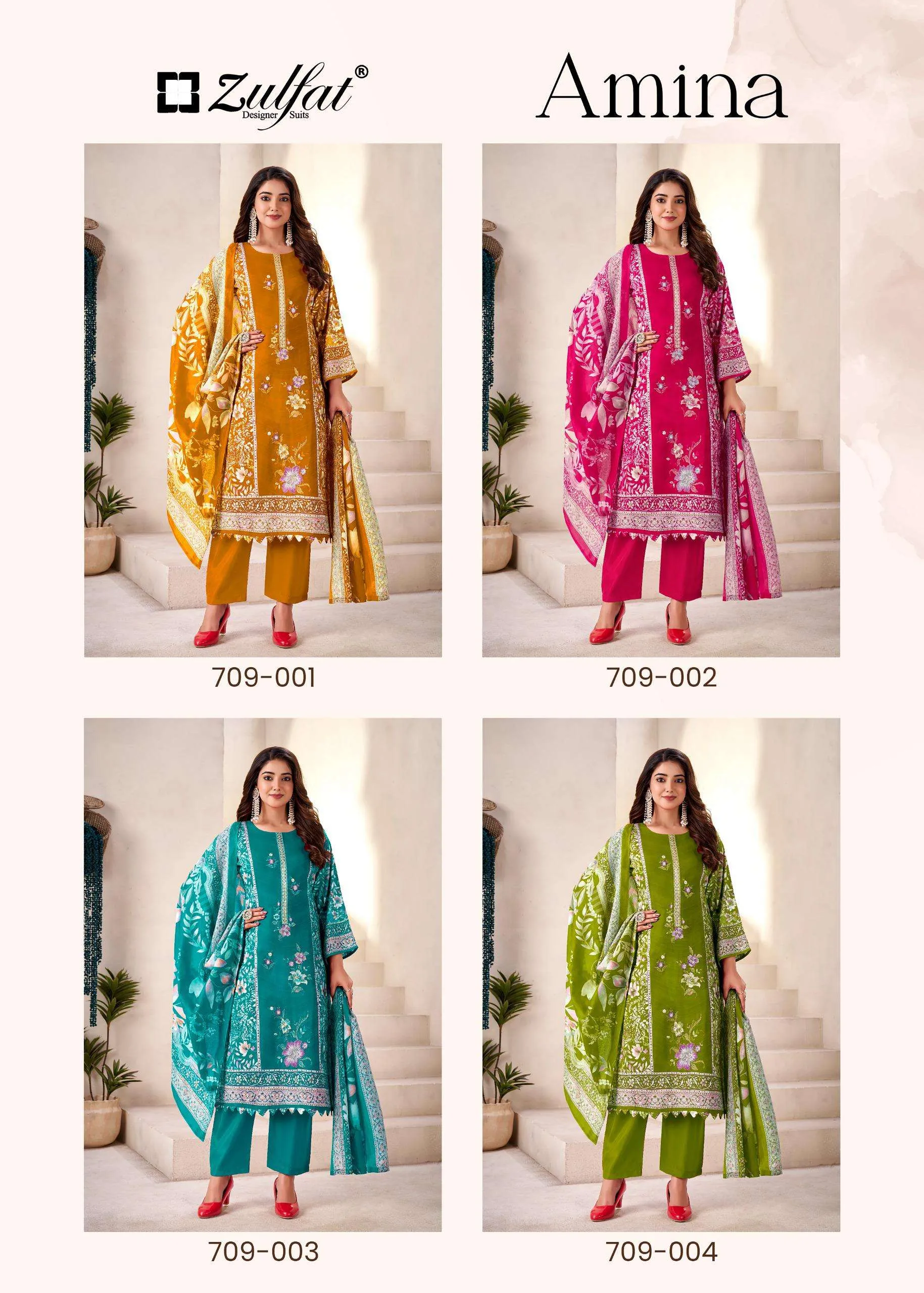Zulfat Designer Suits Amina Semi Stitched Suits - Image 2