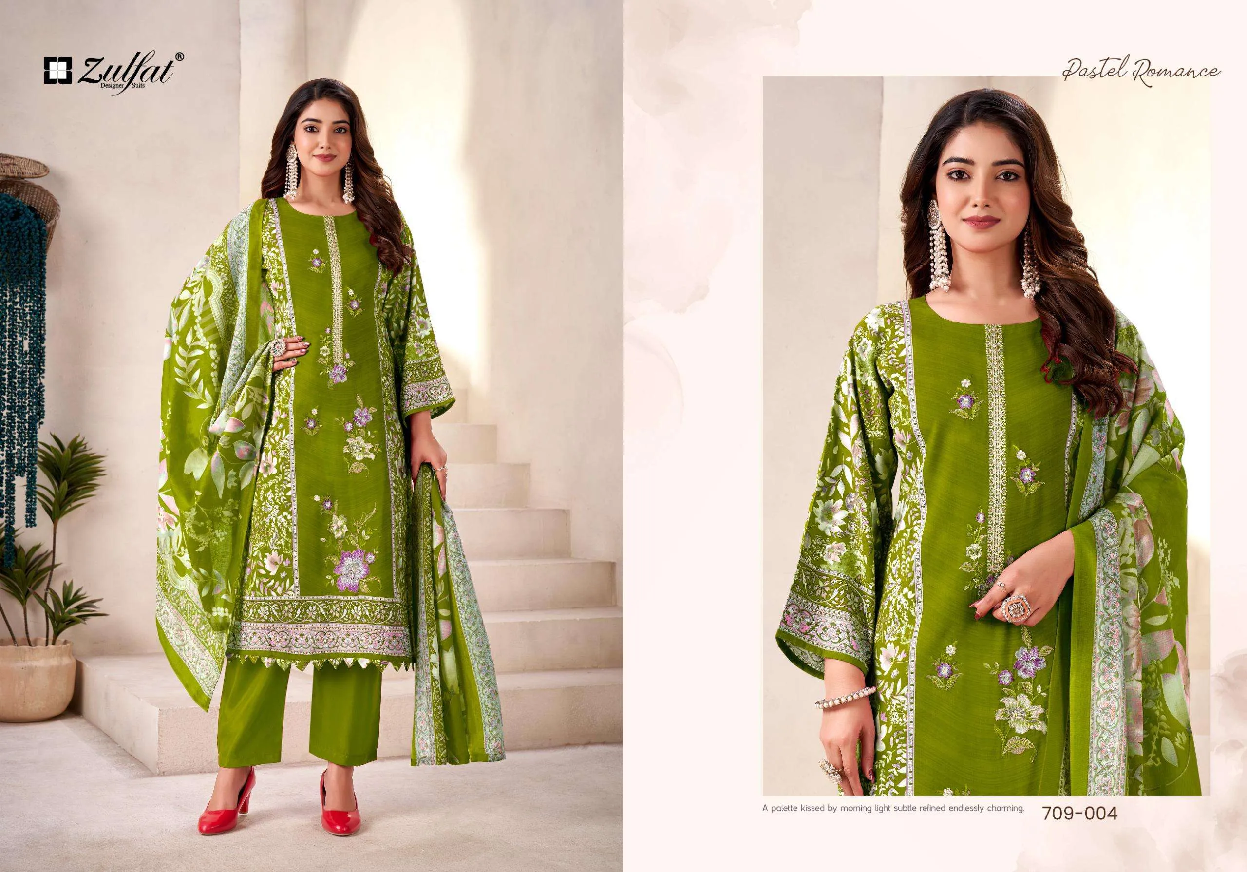 Zulfat Designer Suits Amina Semi Stitched Suits - Image 3