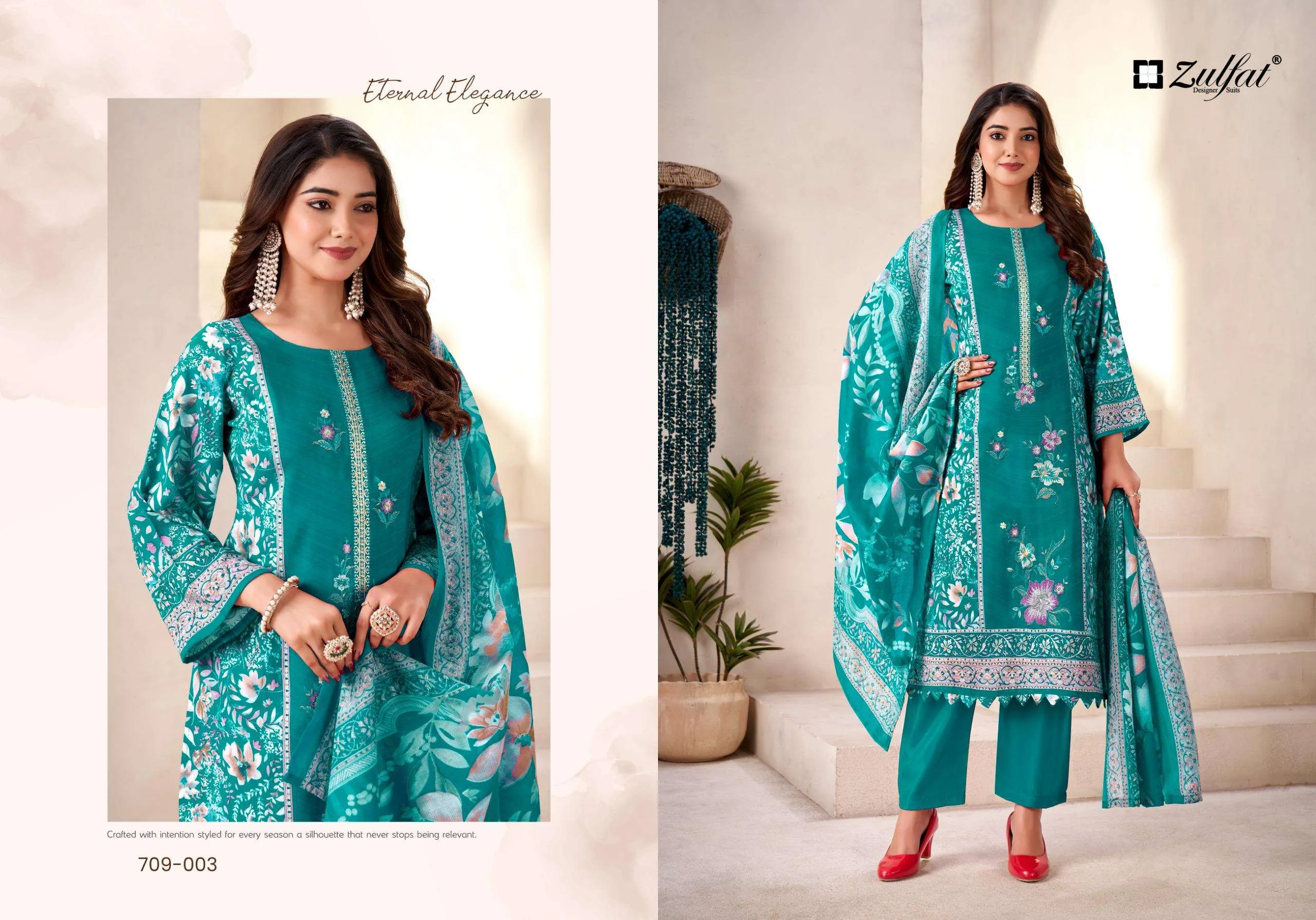 Zulfat Designer Suits Amina Semi Stitched Suits - Image 5