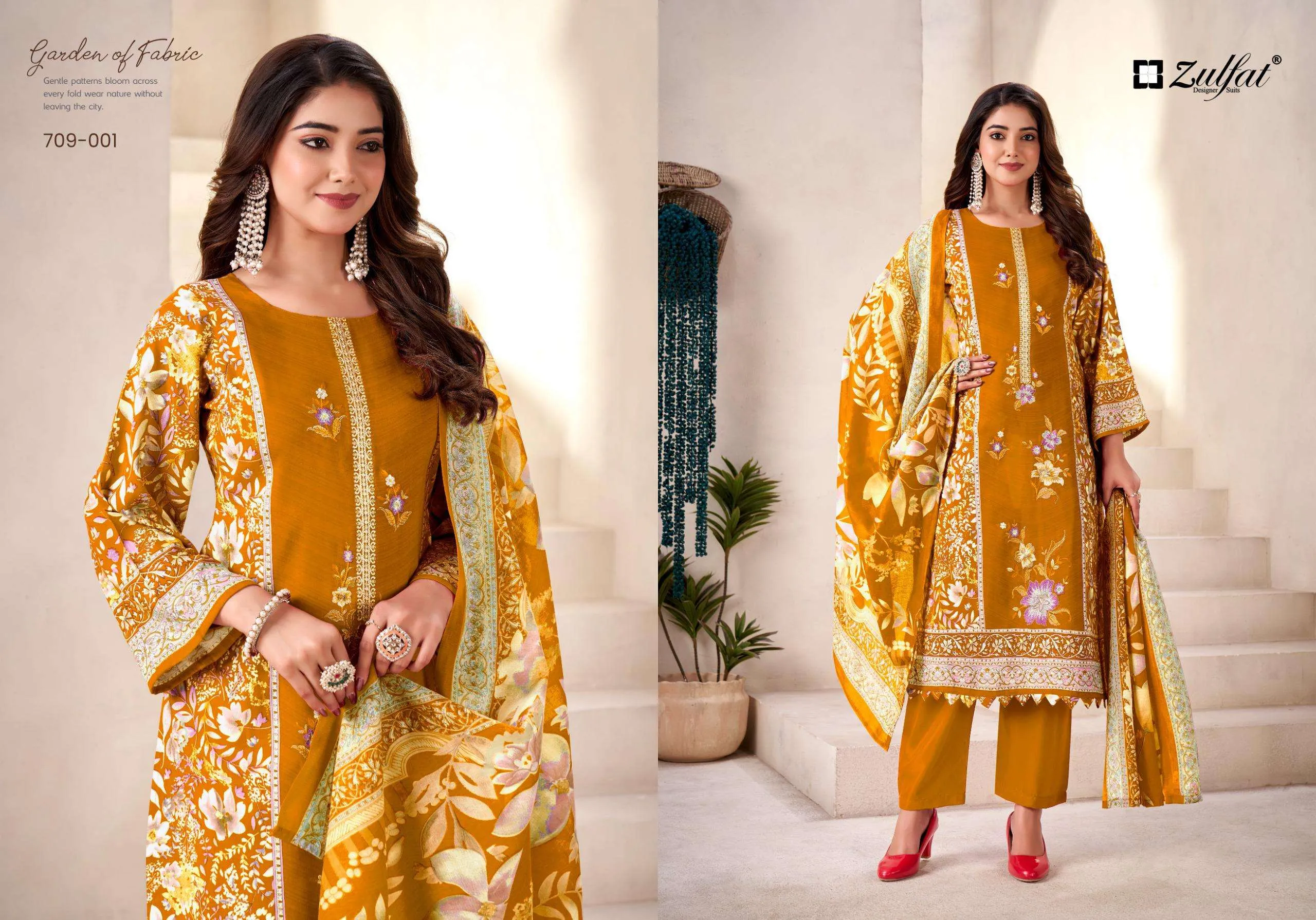 Zulfat Designer Suits Amina Semi Stitched Suits - Image 6