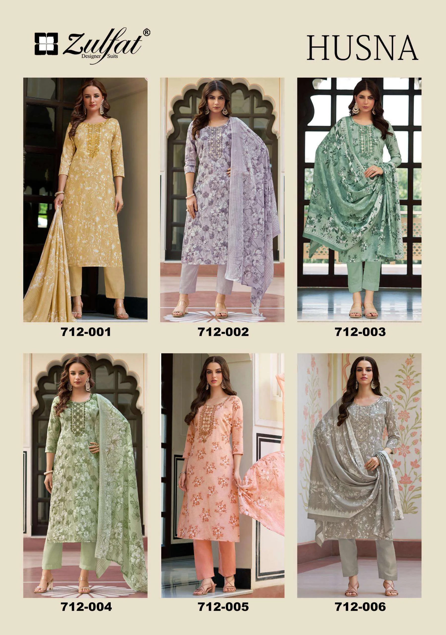 Zulfat Designer Suits Husna Unstitched Suits