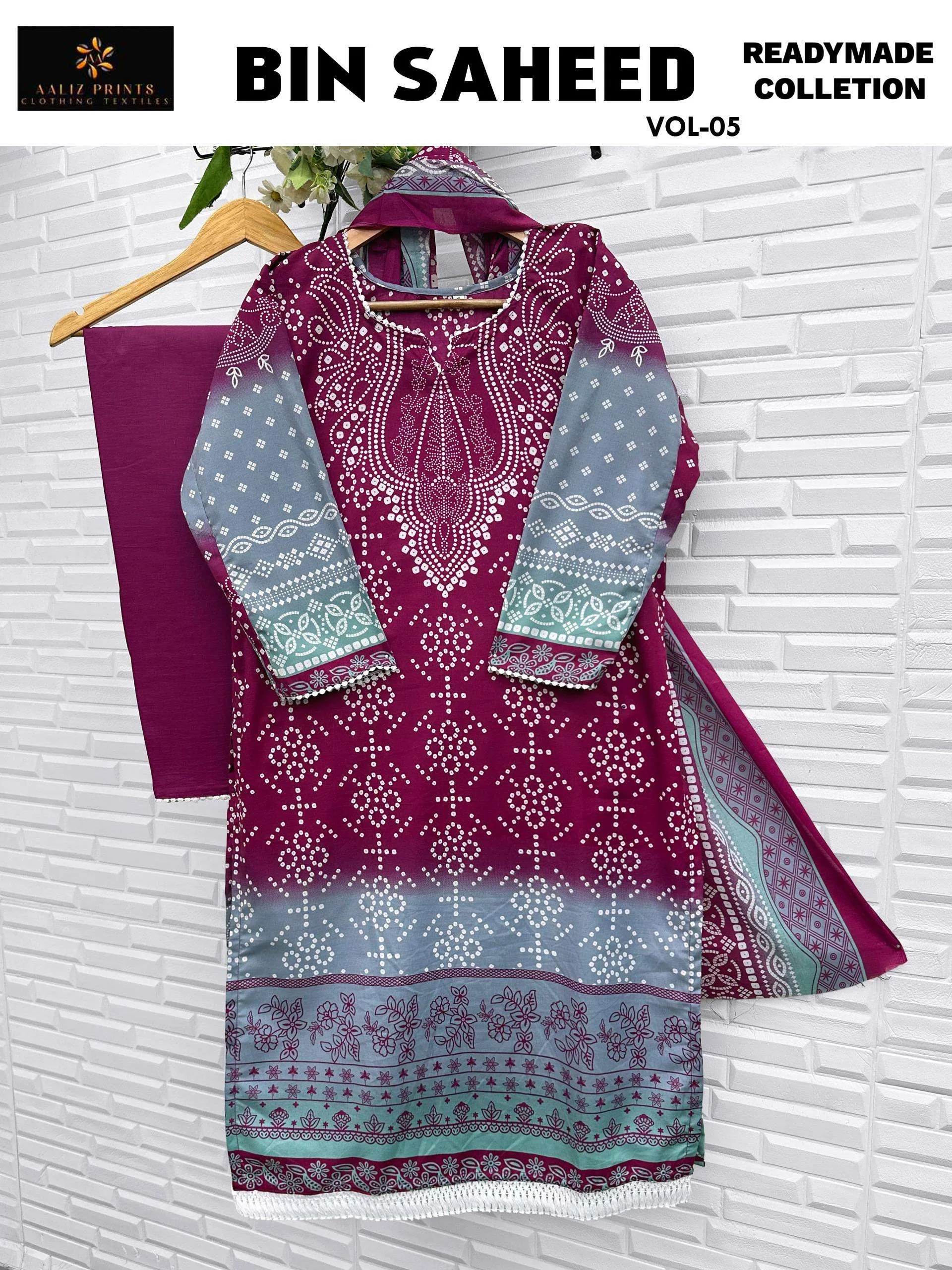 Aaliz Print Bin Saheed Vol 5 Nx Ready Made Collection Readymade Suits