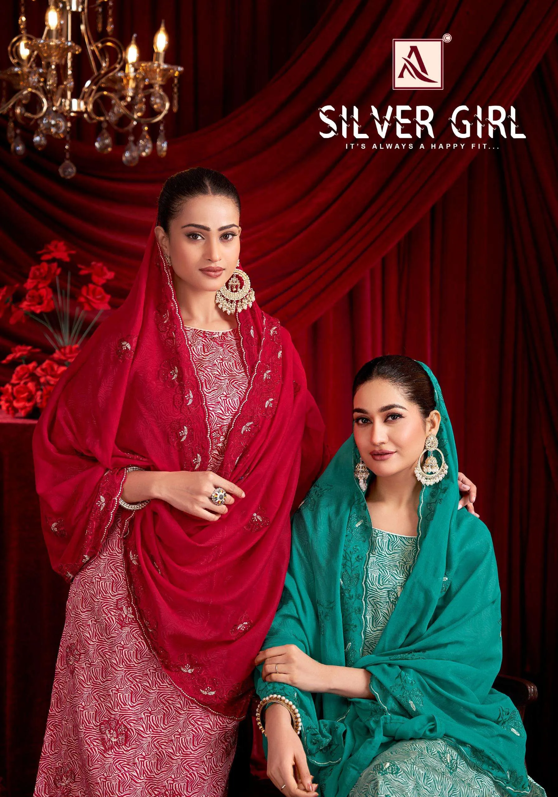Alok Suits Silver Girl Semi Stitched Suits