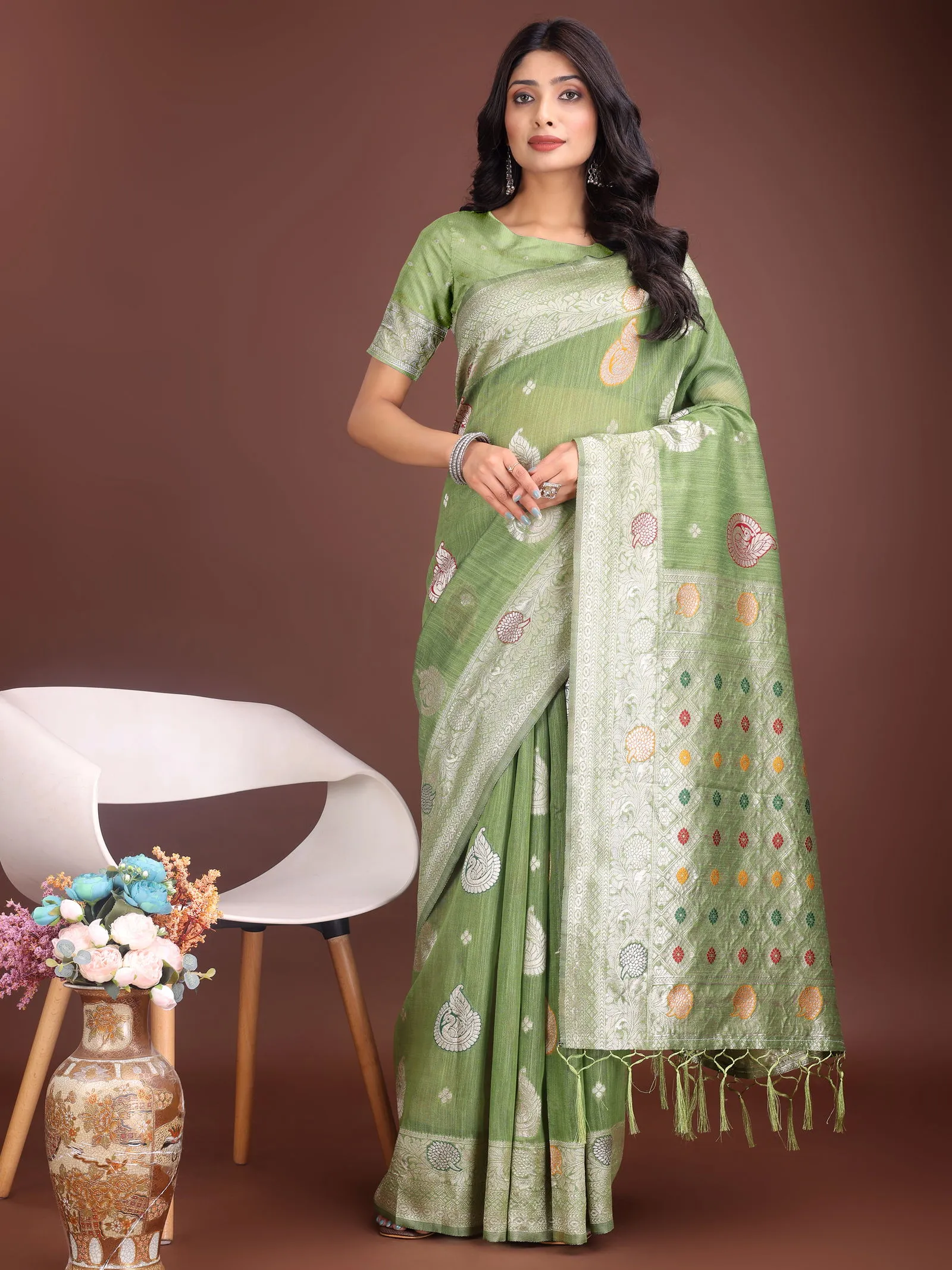 Ast Bulbul Cotton Silk with Tassels Work Saree Collection Sarees
