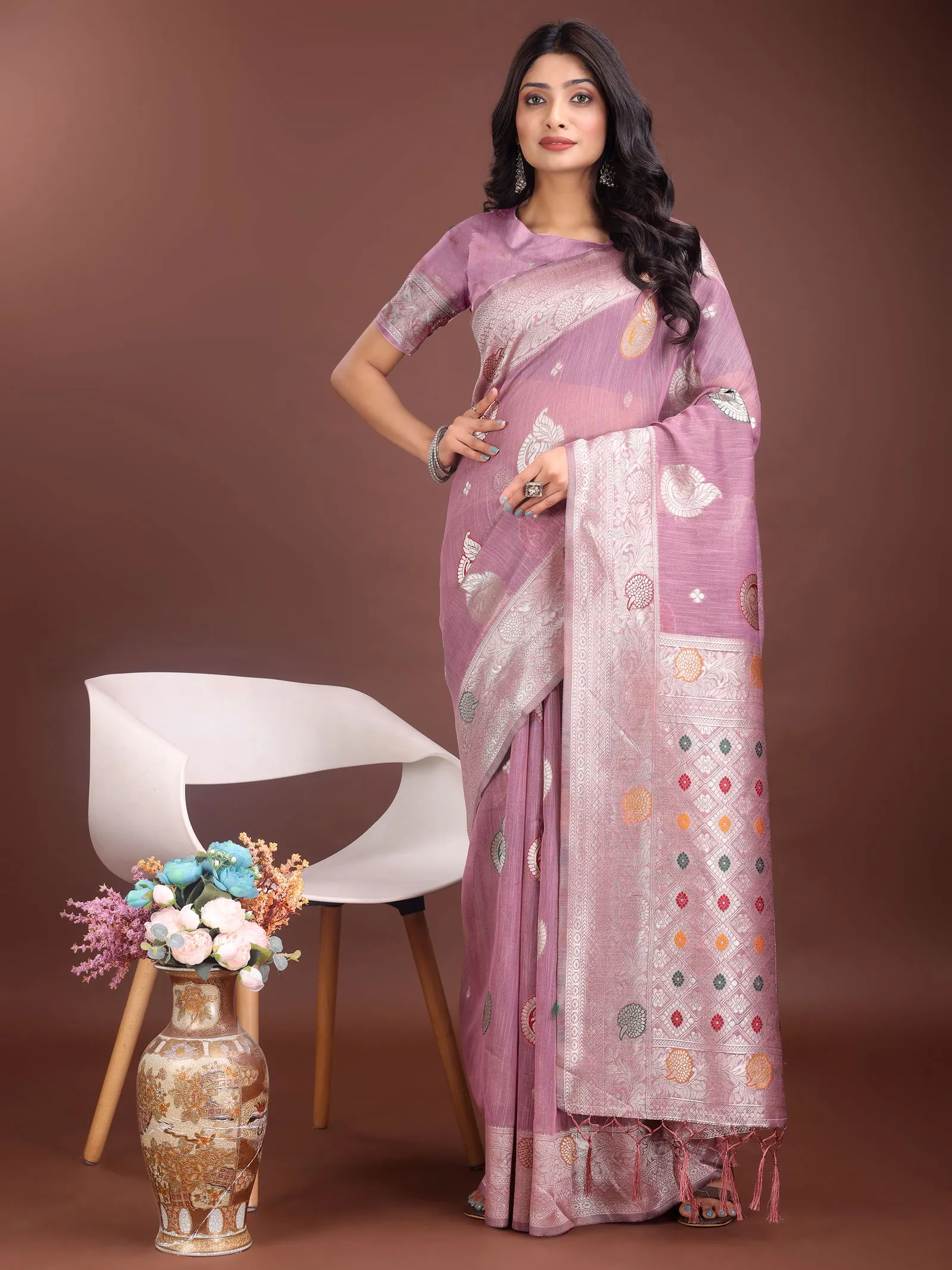 Ast Bulbul Cotton Silk with Tassels Work Saree Collection Sarees