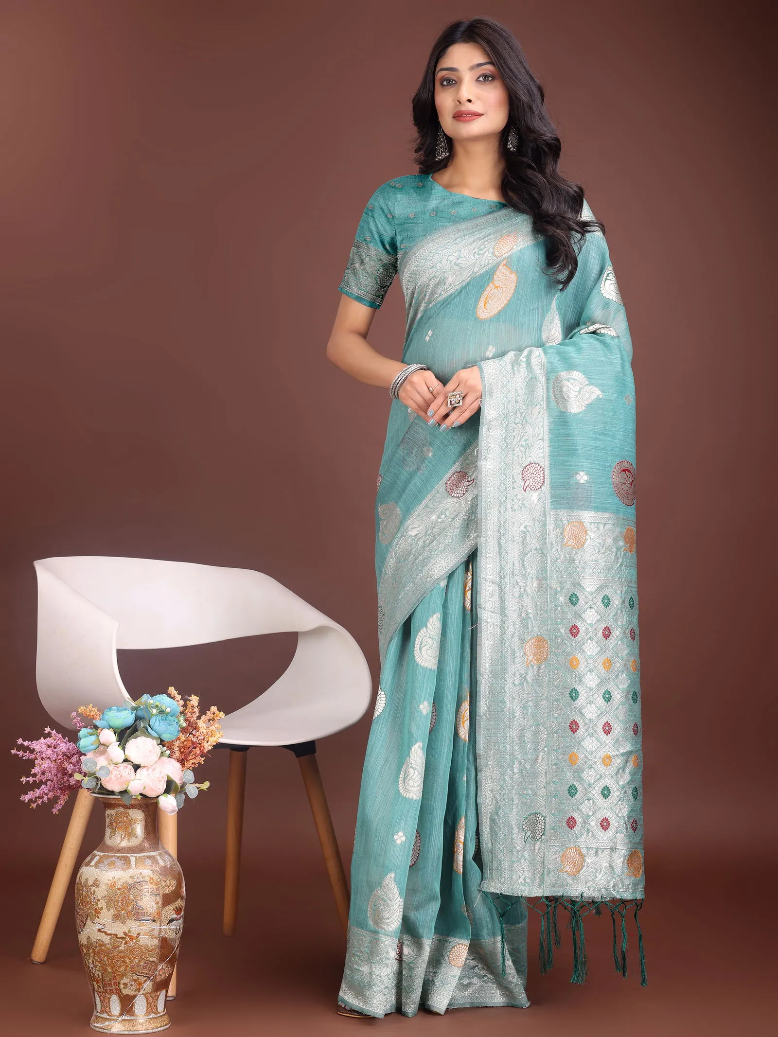 Ast Bulbul Cotton Silk with Tassels Work Saree Collection Sarees
