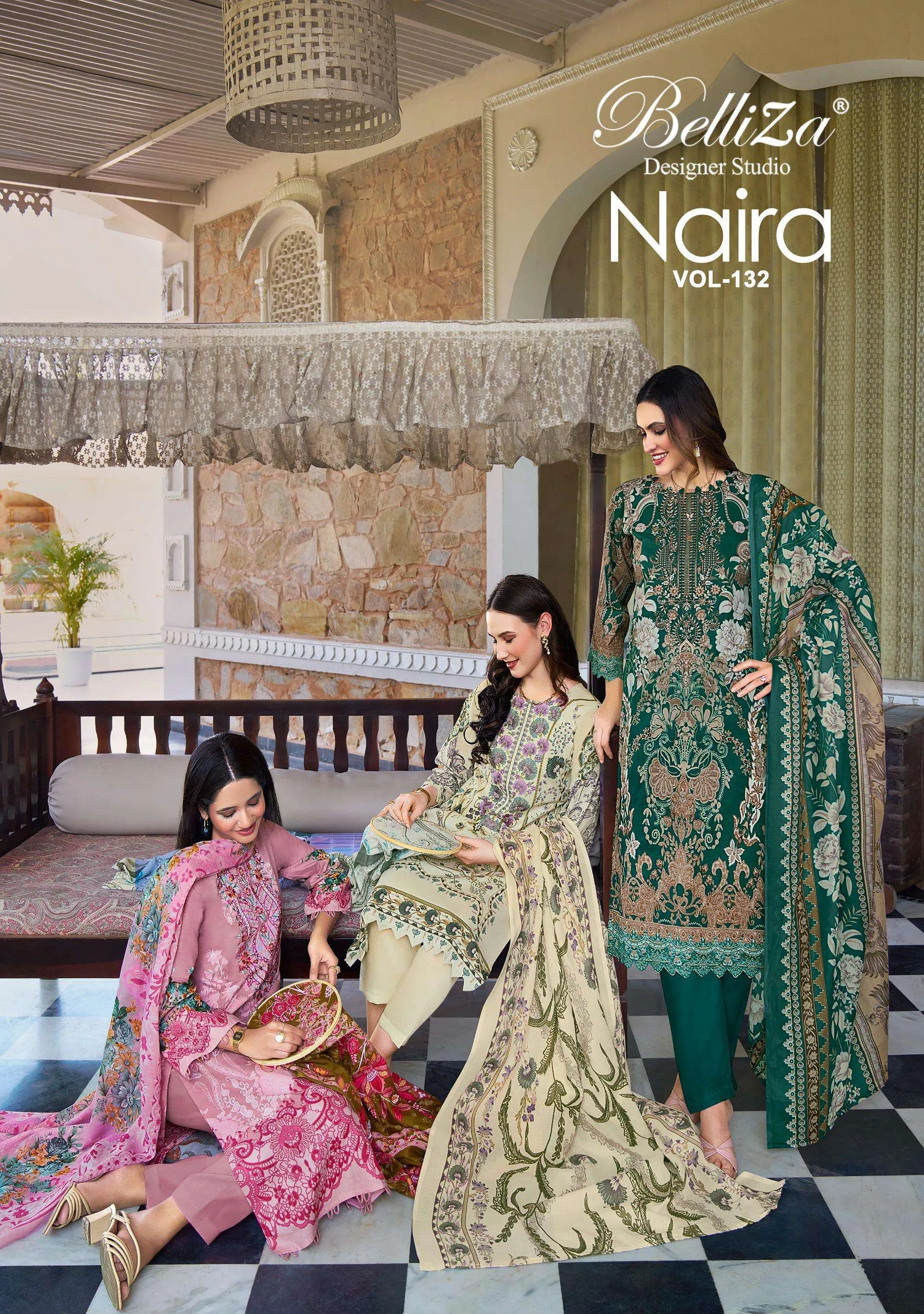 Belliza Designer Studio Naira Vol 132 Semi Stitched Suits