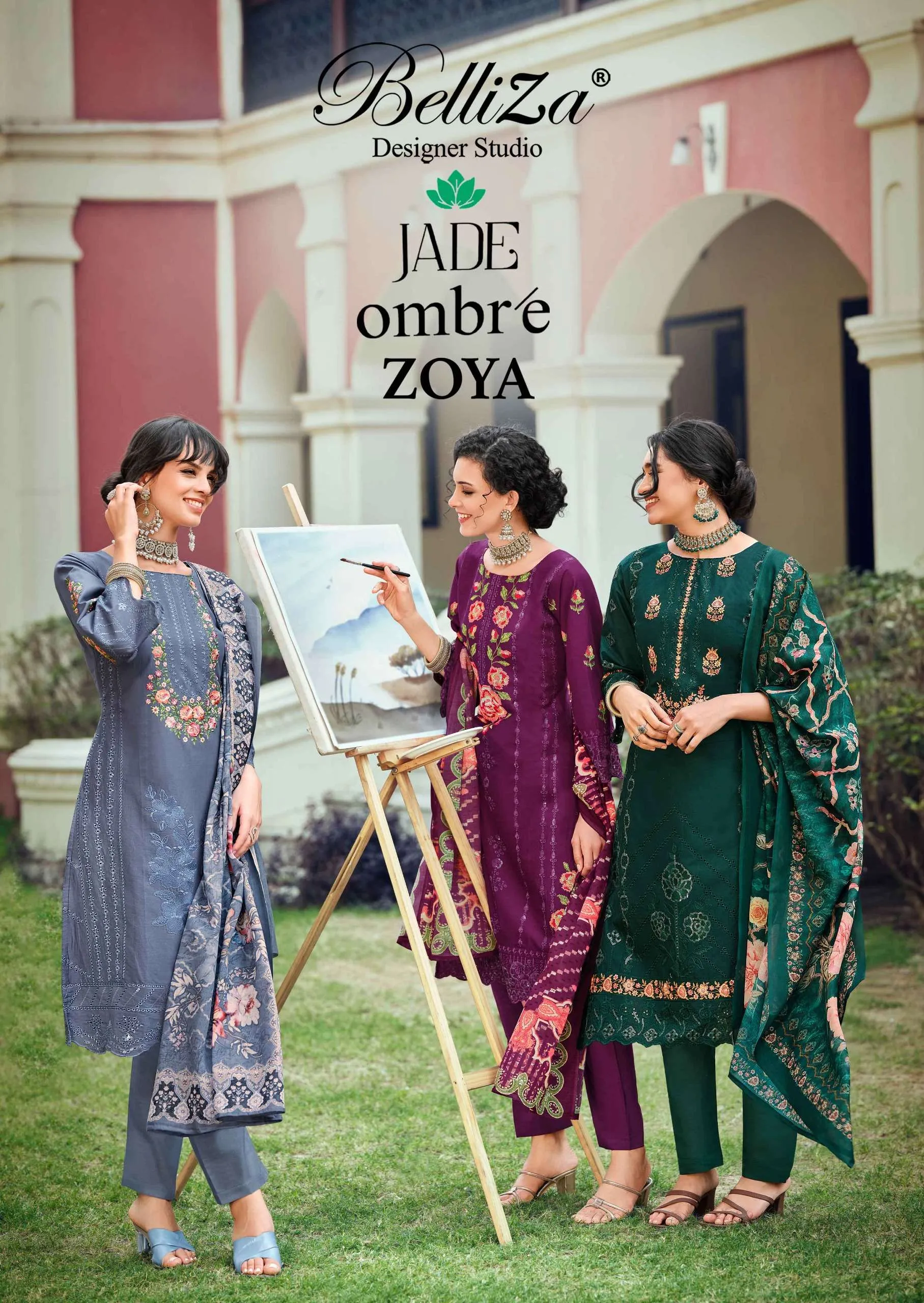 Belliza Designer Studio Ombre Zoya Semi Stitched Suits