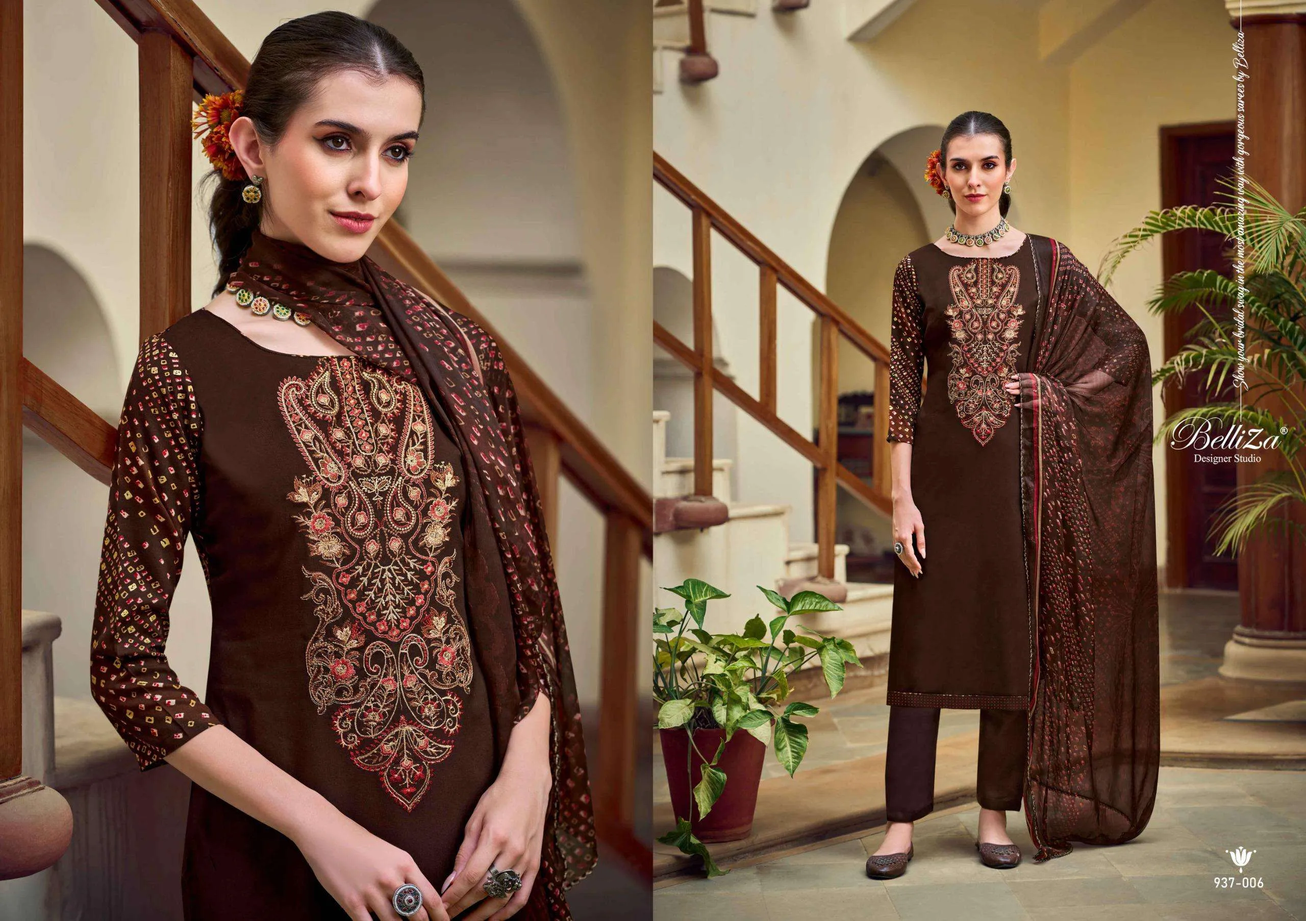 Belliza Designer Studio Zaisha Semi Stitched Suits