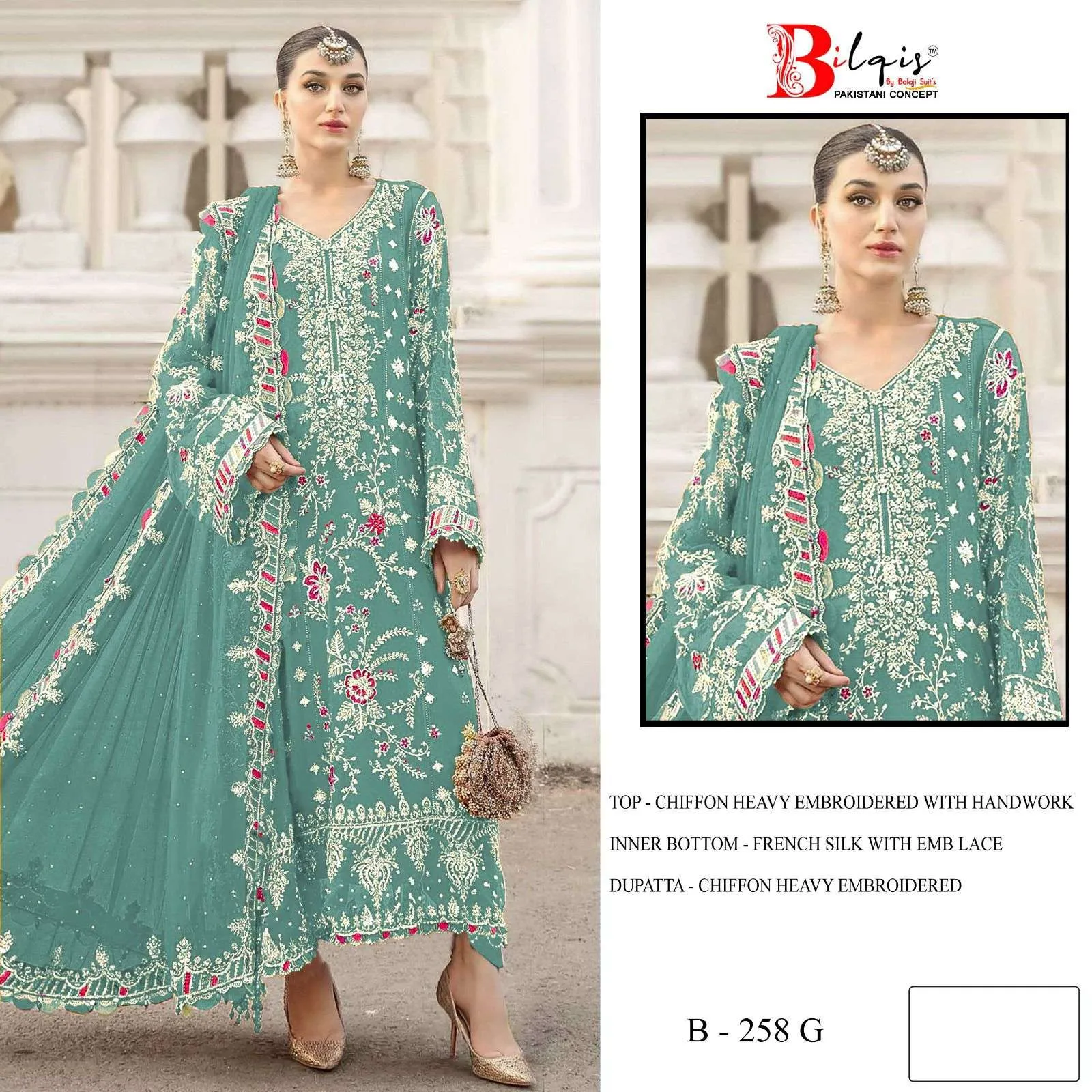 Bilqistm B 258 E to H Pakistani Suits