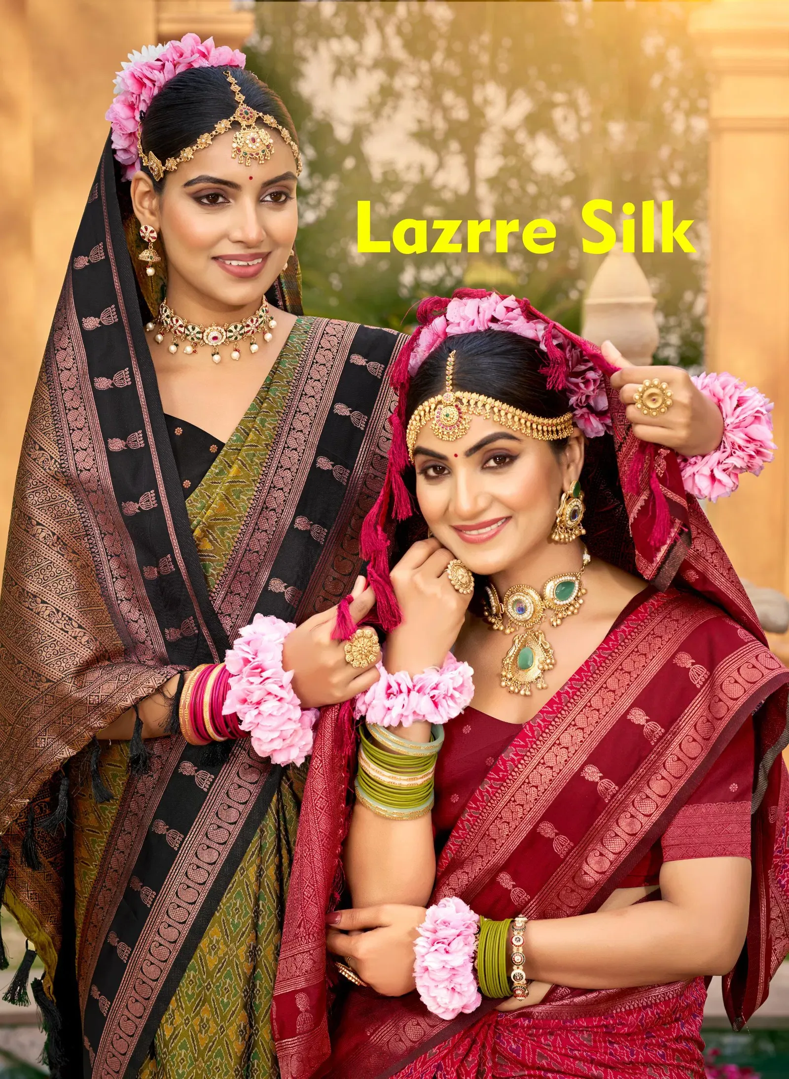 Bunawat Lazrre Silk Sangam Prints Soft Silk Woven Work Traditional Saree Collection Sarees