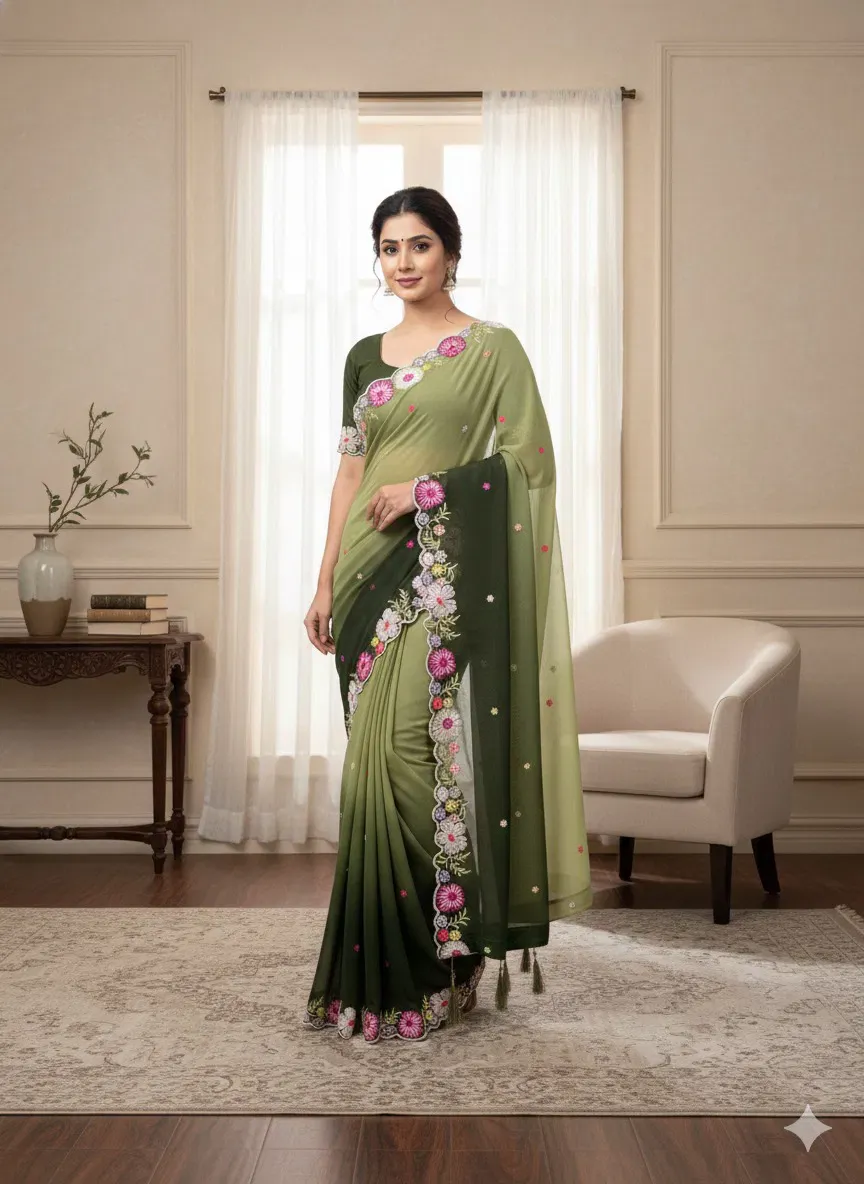 Ds 716 Multi Colour Sequence Embroidery Georgette Saree Collection Sarees
