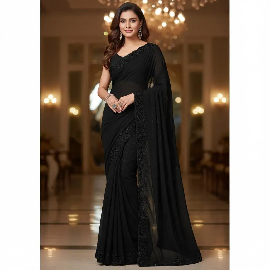 Ds 730 Black Beeds Grand Party Wear Saree Collection Sarees