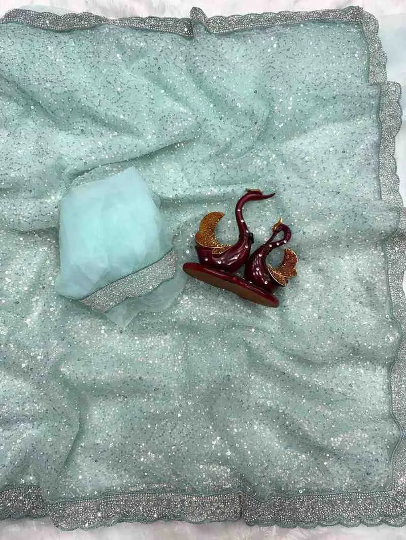 Ds 745 Soft Net with Sequence and Beads Work Embroidered Designer Saree Collection Sarees