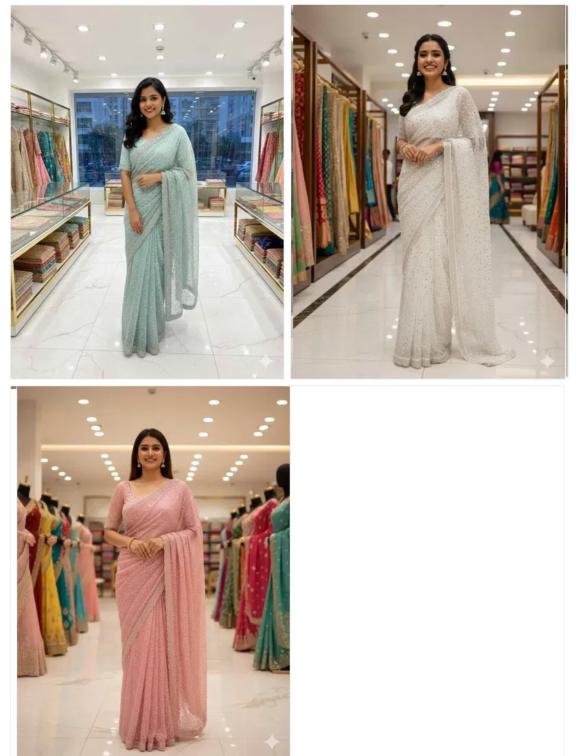 Ds 745 Soft Net with Sequence and Beads Work Embroidered Designer Saree Collection Sarees