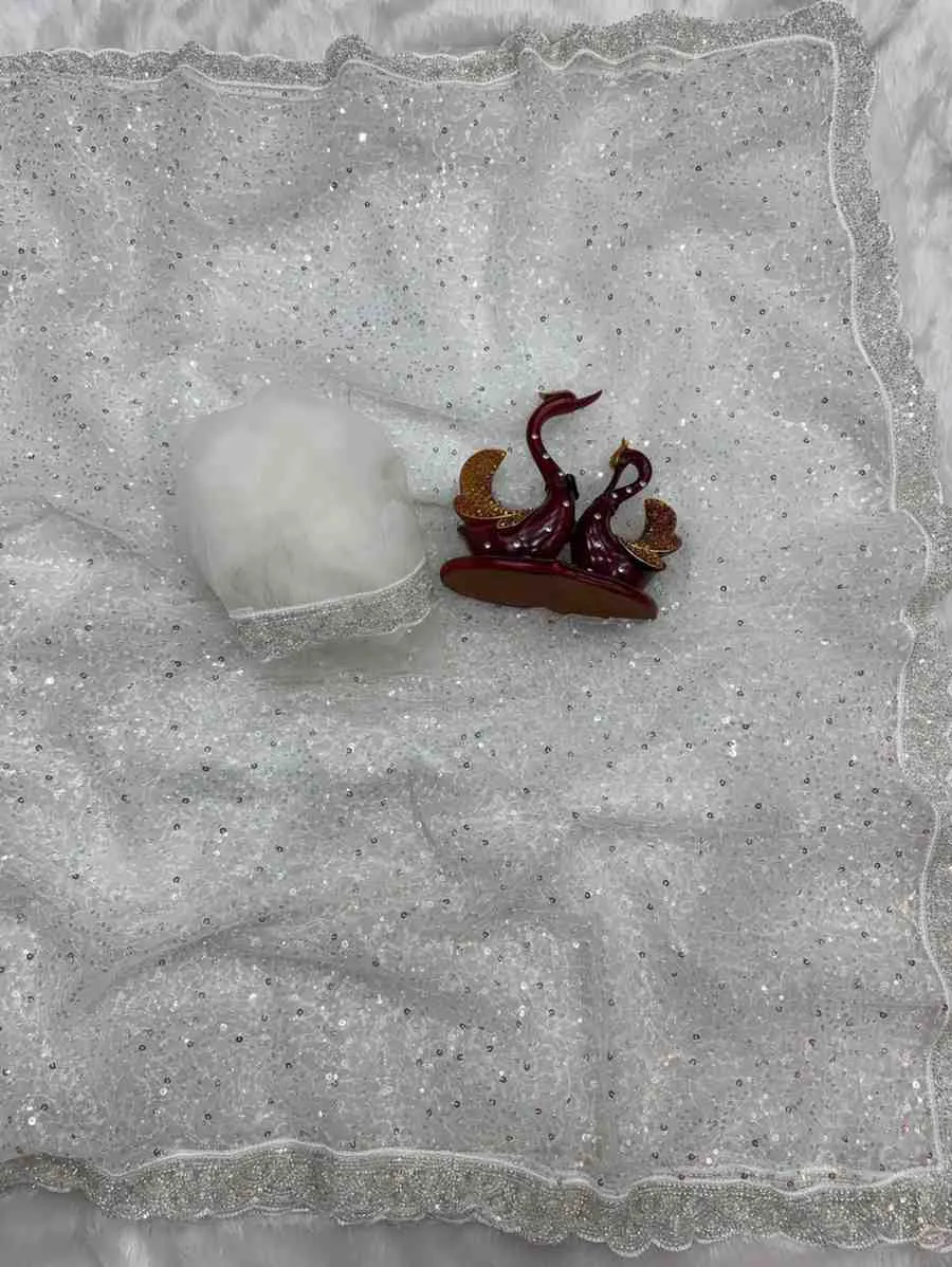 Ds 745 Soft Net with Sequence and Beads Work Embroidered Designer Saree Collection Sarees