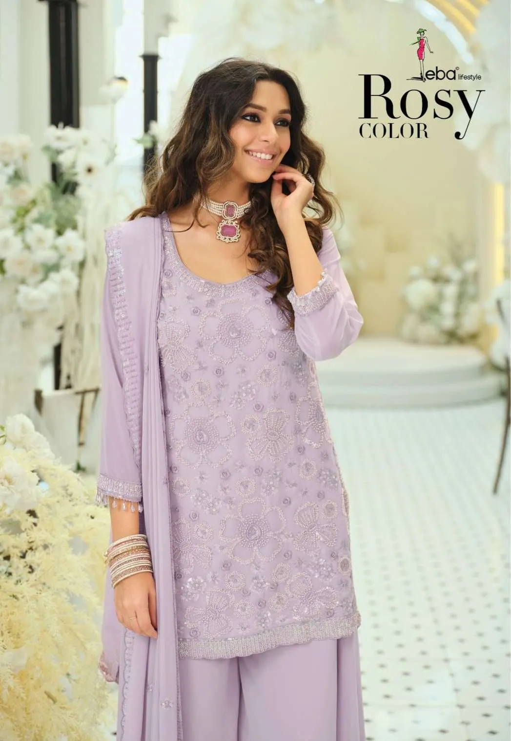 Eba Lifestyle Rosy Color Readymade Suits