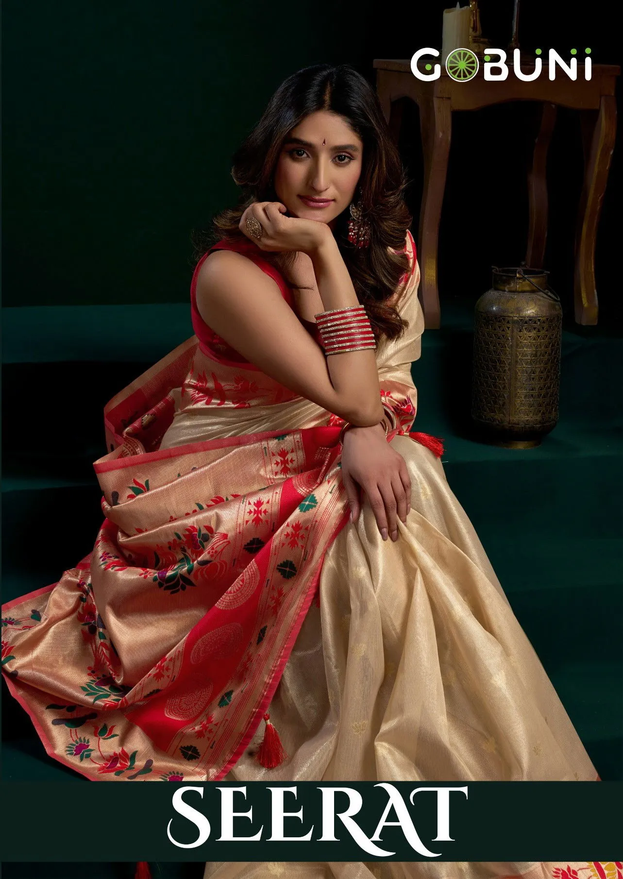 Gobuni Seerat Tissue Paithani with Lotus Zari Border Saree Collection Sarees