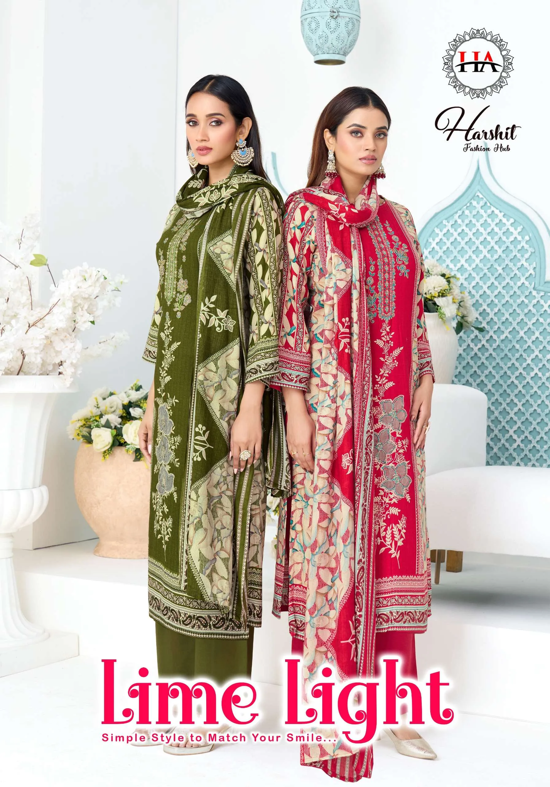 Harshit Fashion Hub Lime Light Semi Stitched Suits